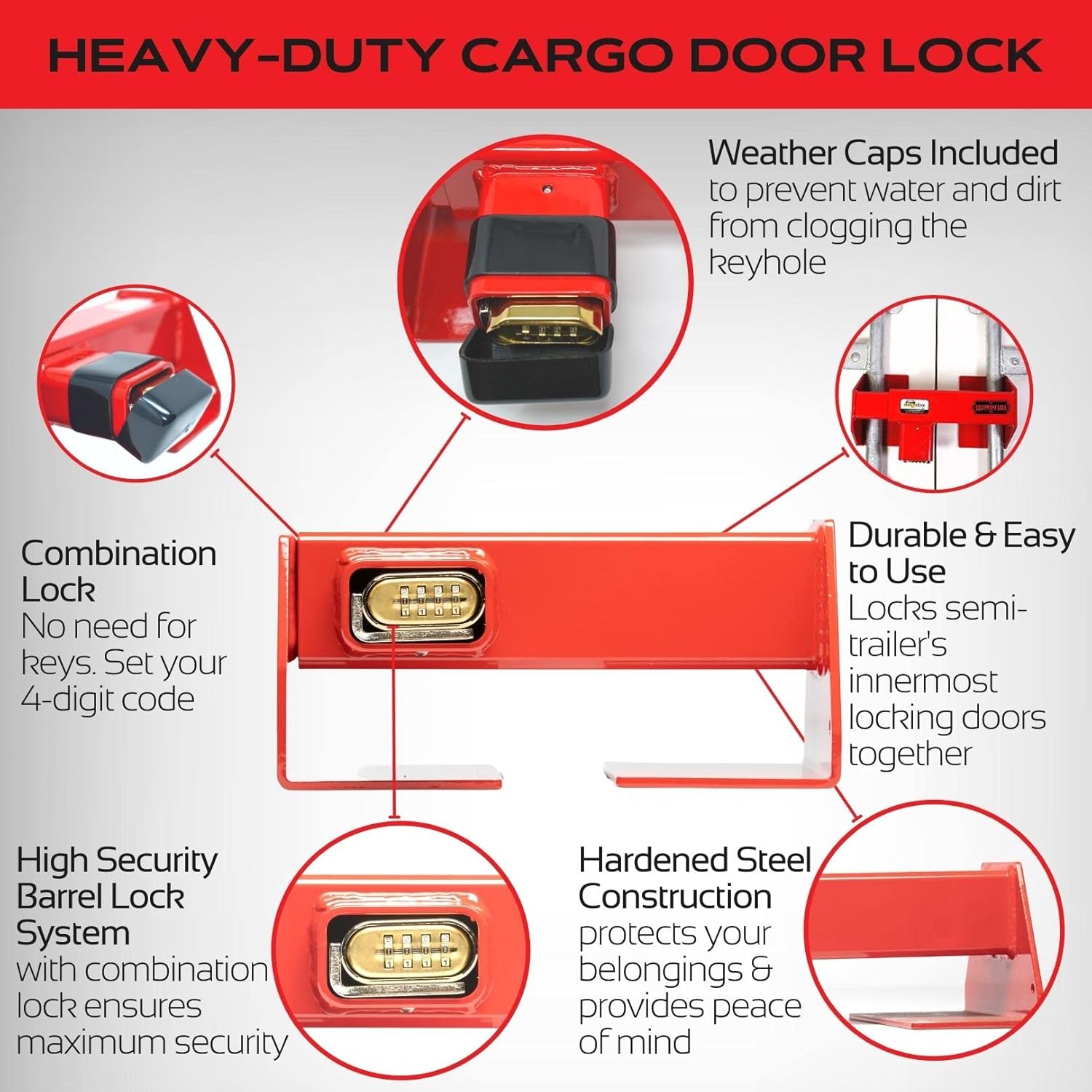 Equipment Lock Cargo Door Lock, Steel, Semi Trailer Security