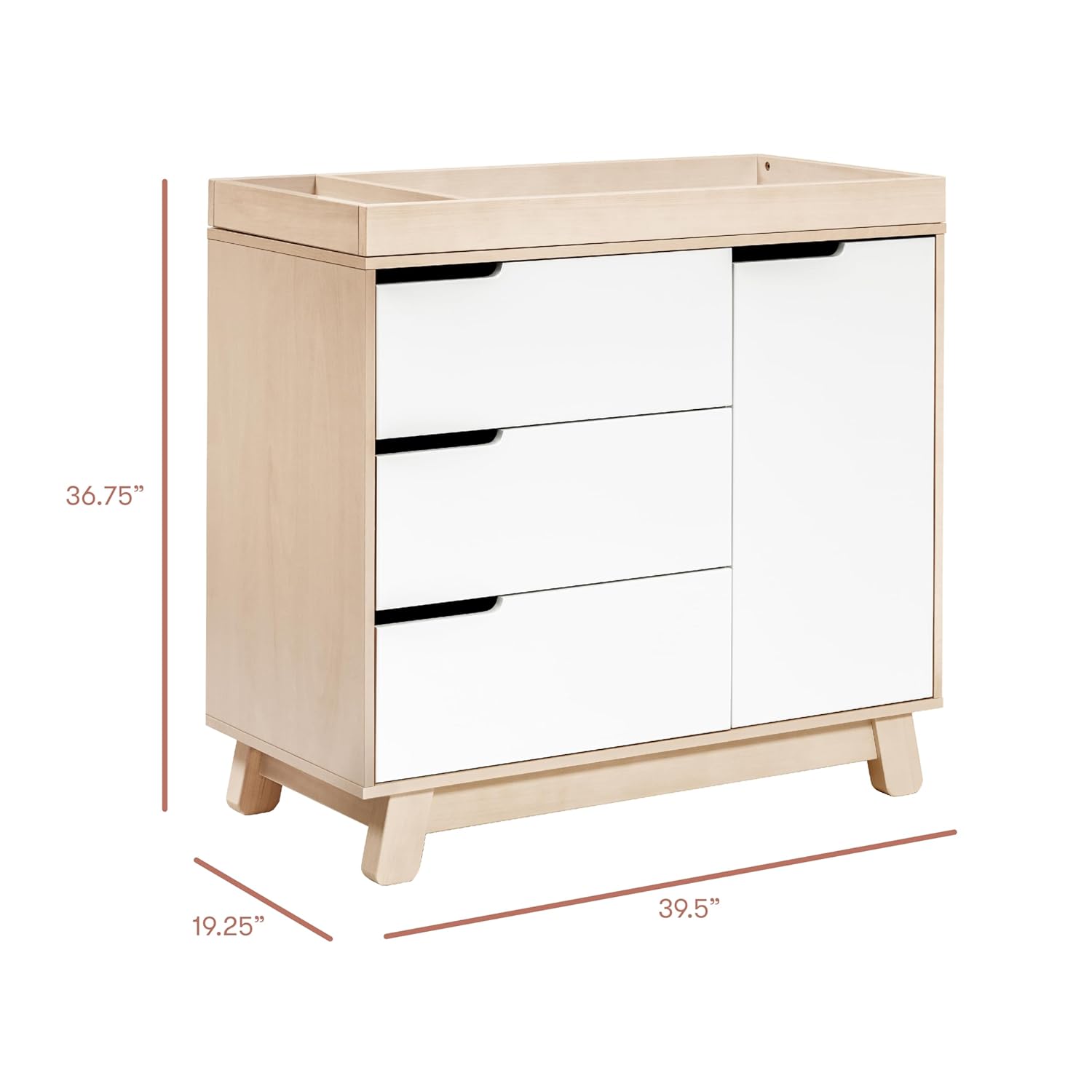 Babyletto Hudson 3-Drawer Dresser with Changing Tray, Natural/White