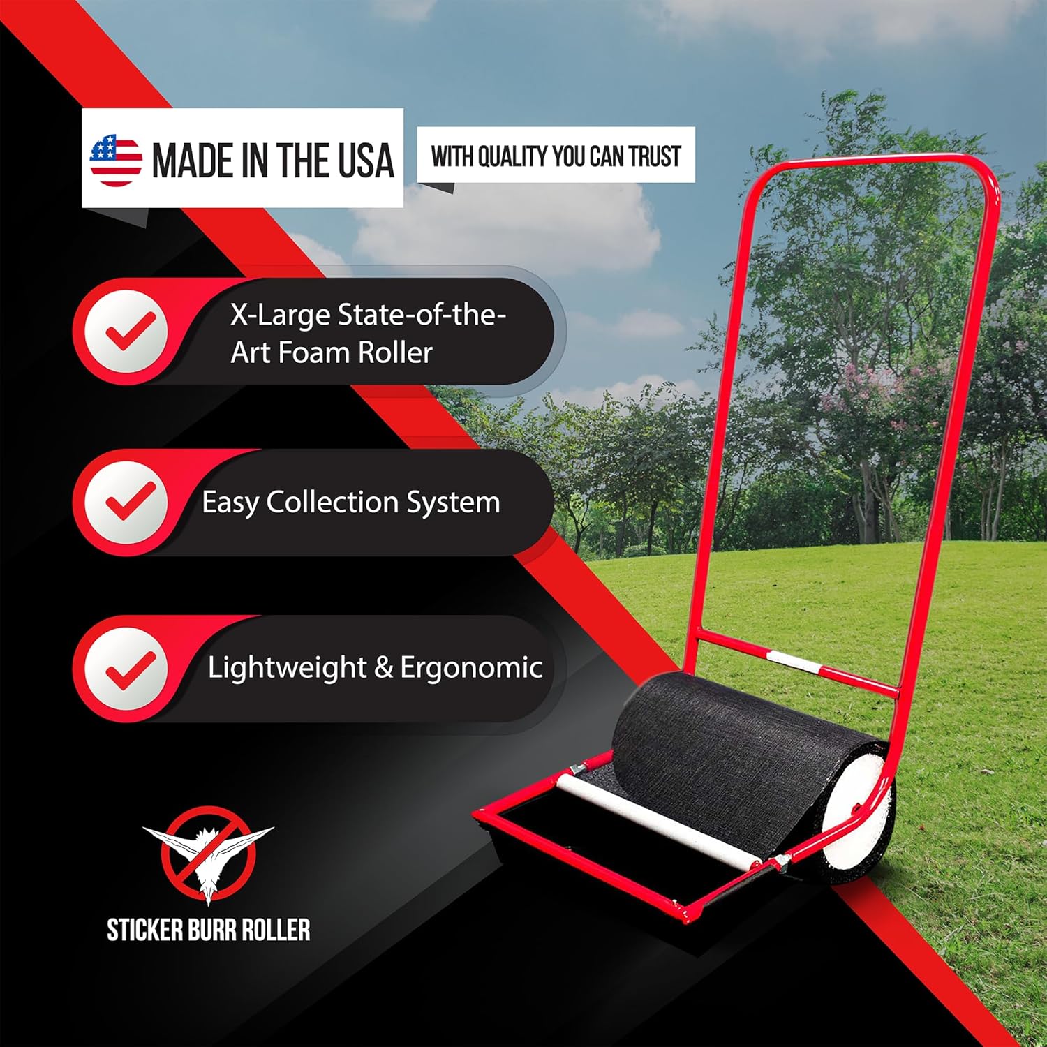 X-Large Sticker Burr Roller Remover Yard Tool, 18