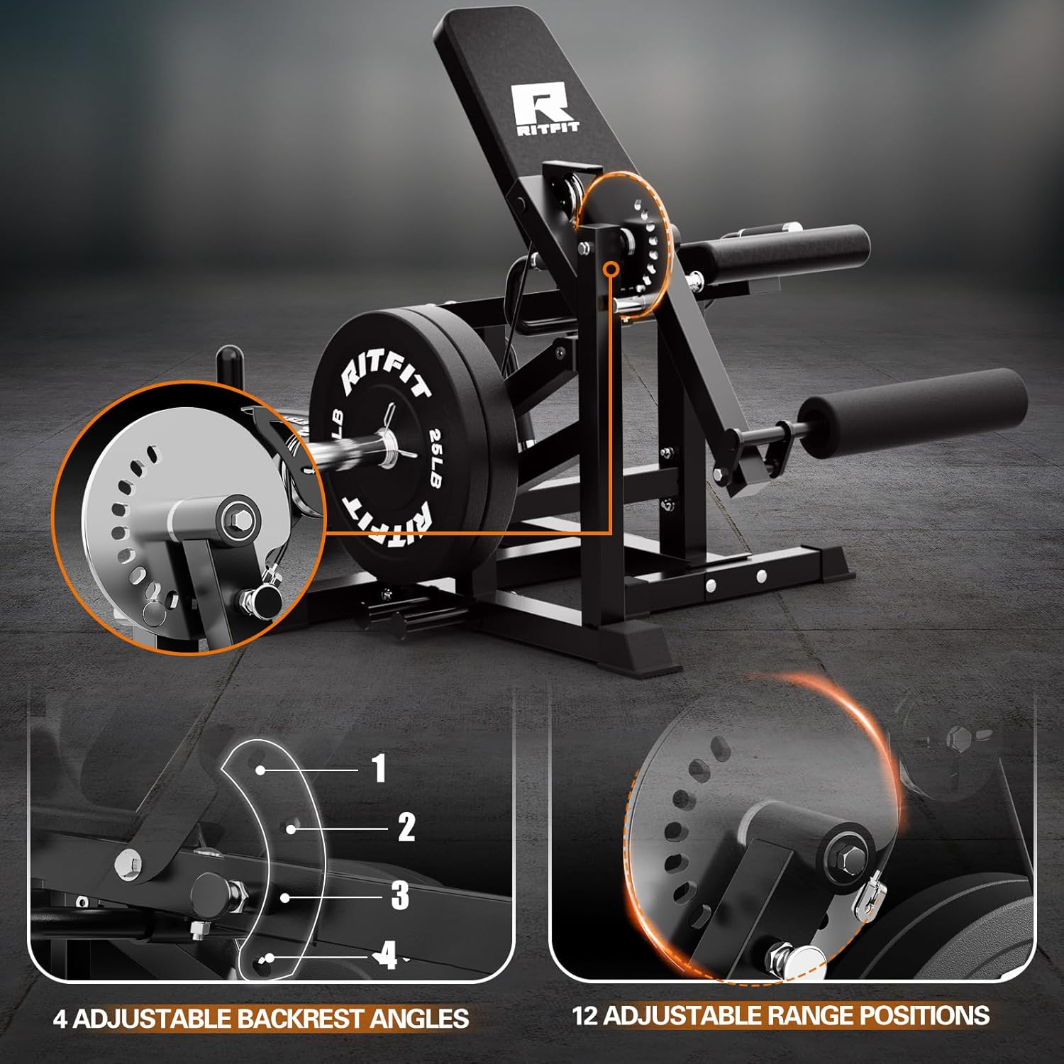RITFIT Leg Extension & Curl Machine, 700lb, Home Gym Compatible