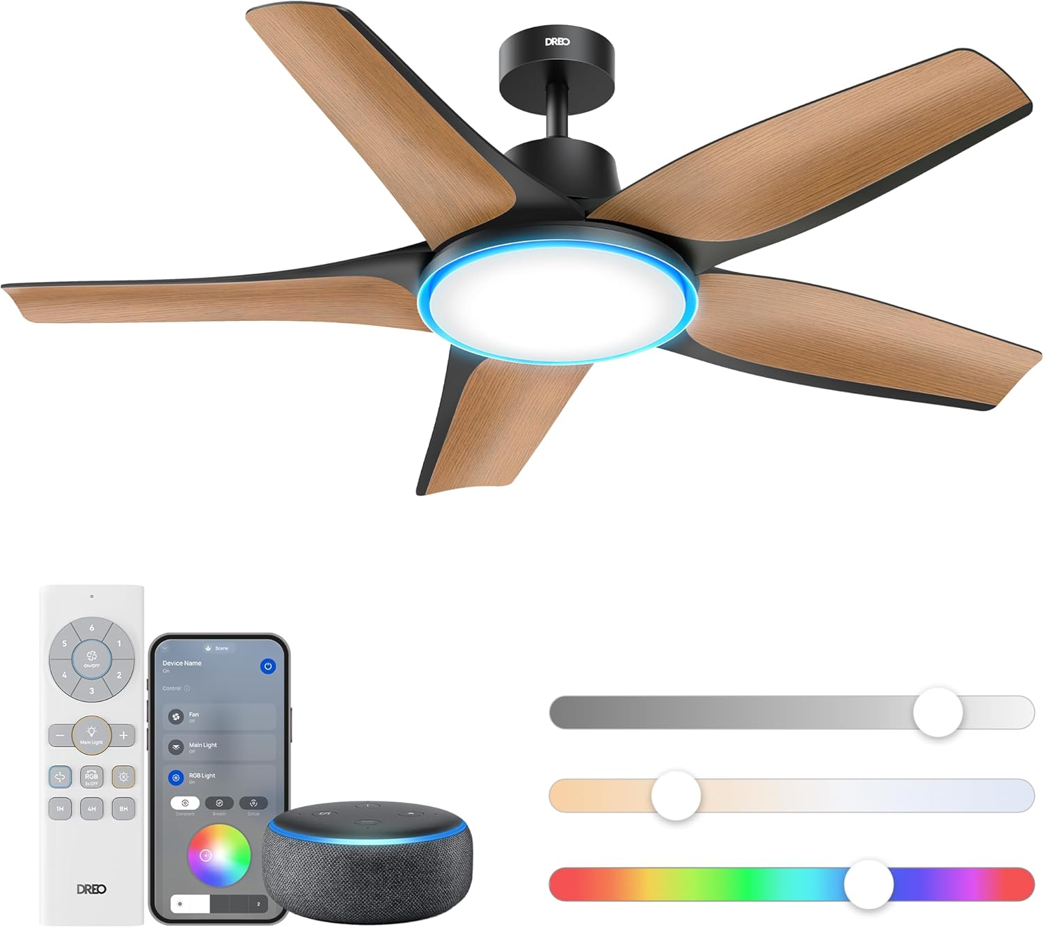 Dreo Smart Ceiling Fan with Lights, 52