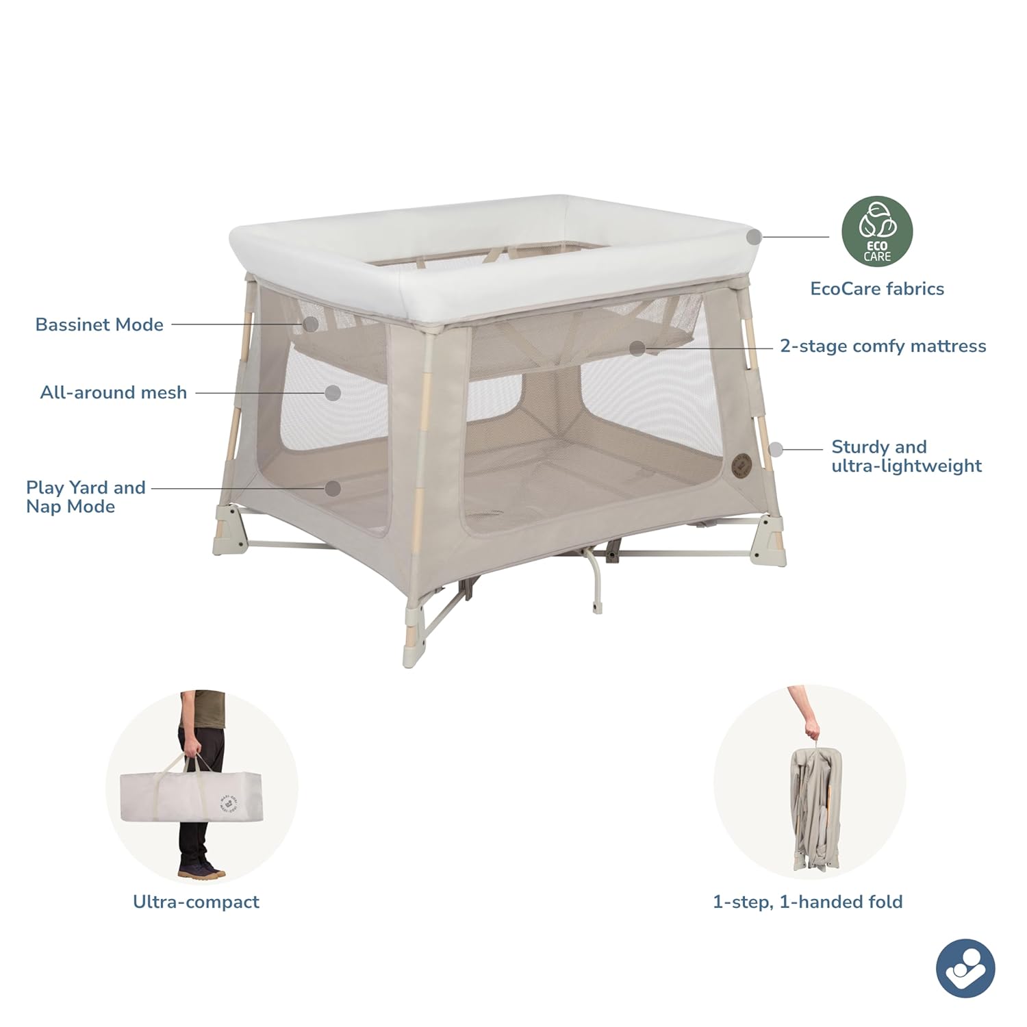 Maxi-Cosi Swift Portable Baby Playpen with Mat, Classic Oat