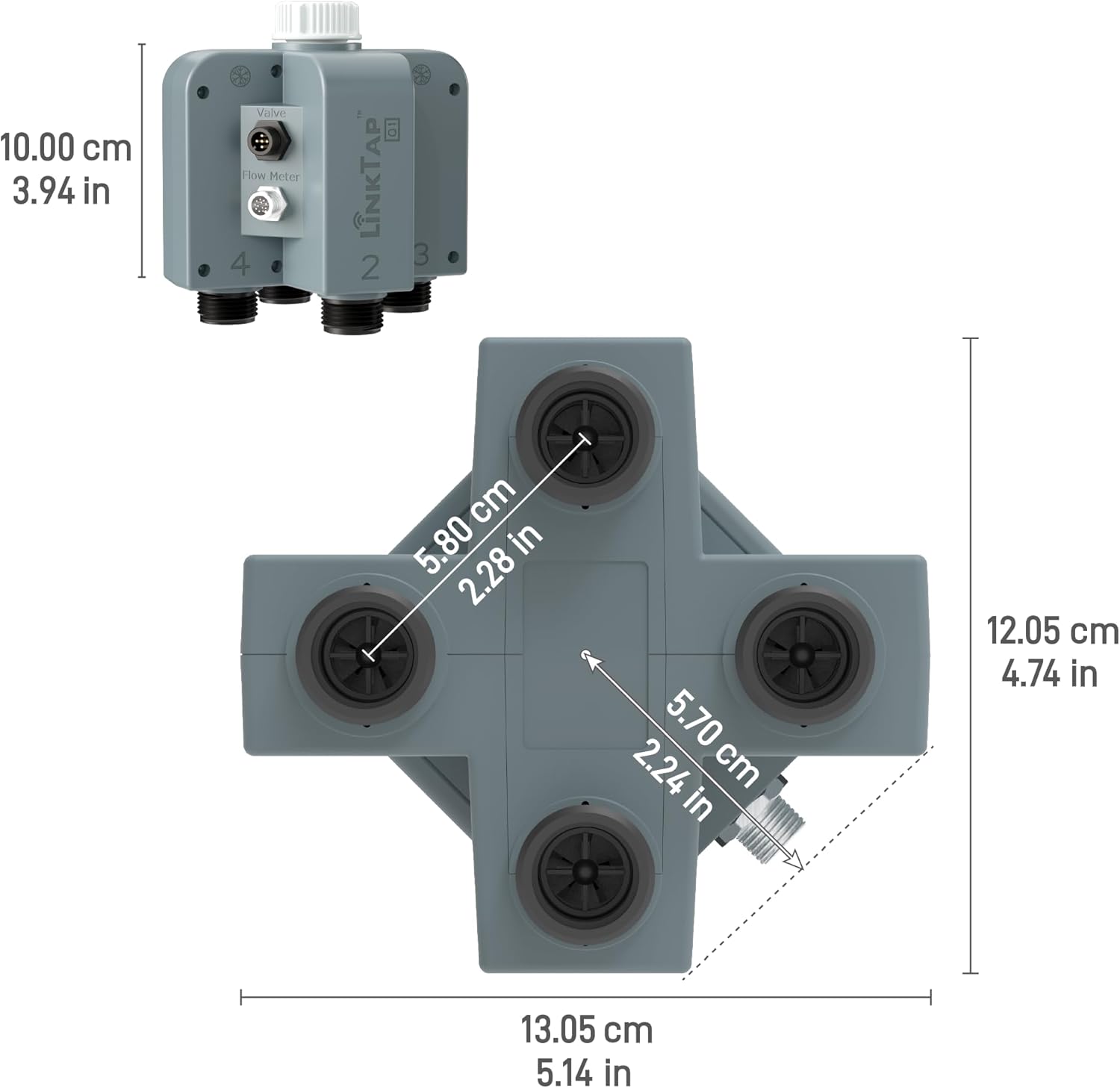 LinkTap Q1 Wireless 4-Zone Water Timer & Gateway with Flow Meters