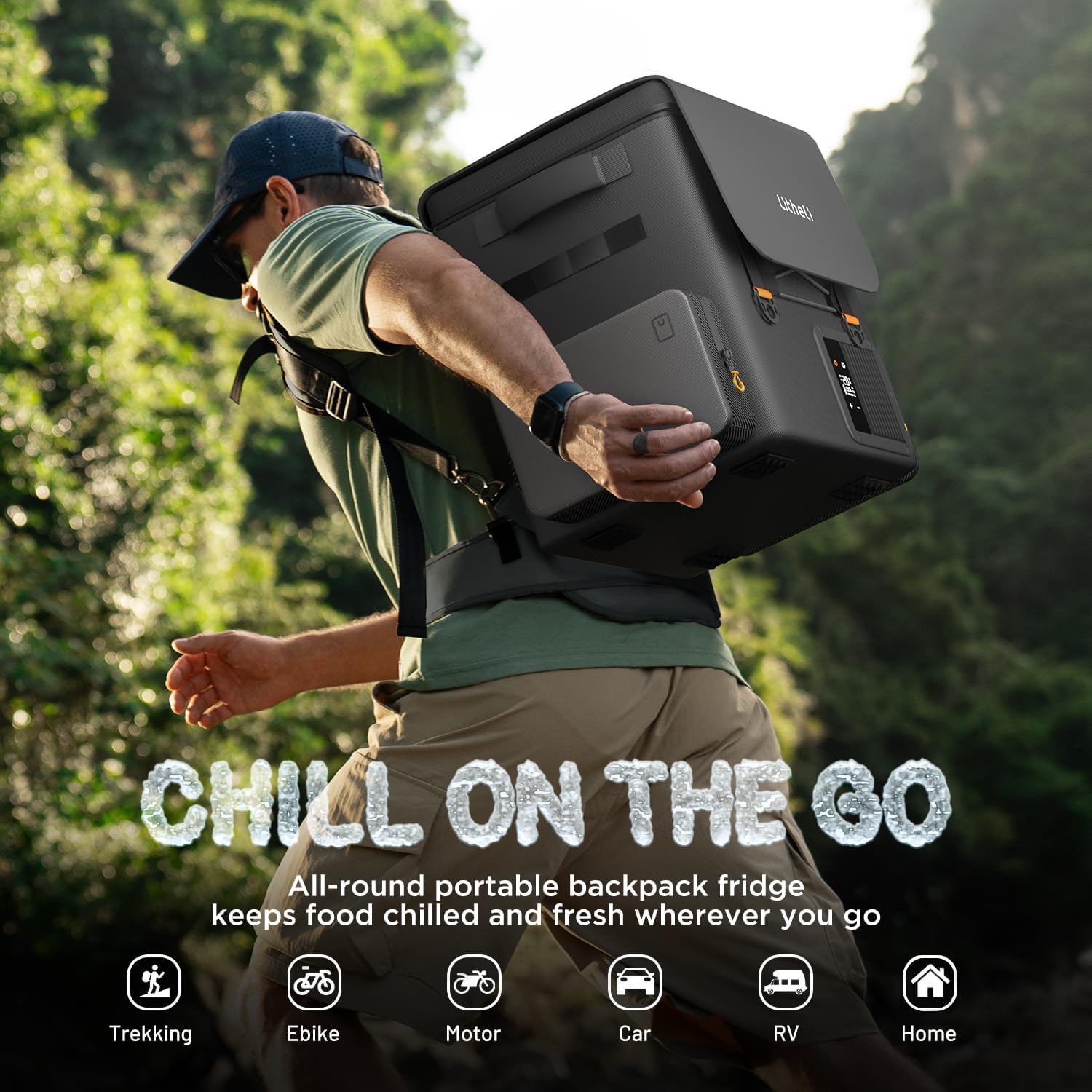 LiTHELi 12V 21Qt Car Refrigerator with 2 Batteries, SE Grey