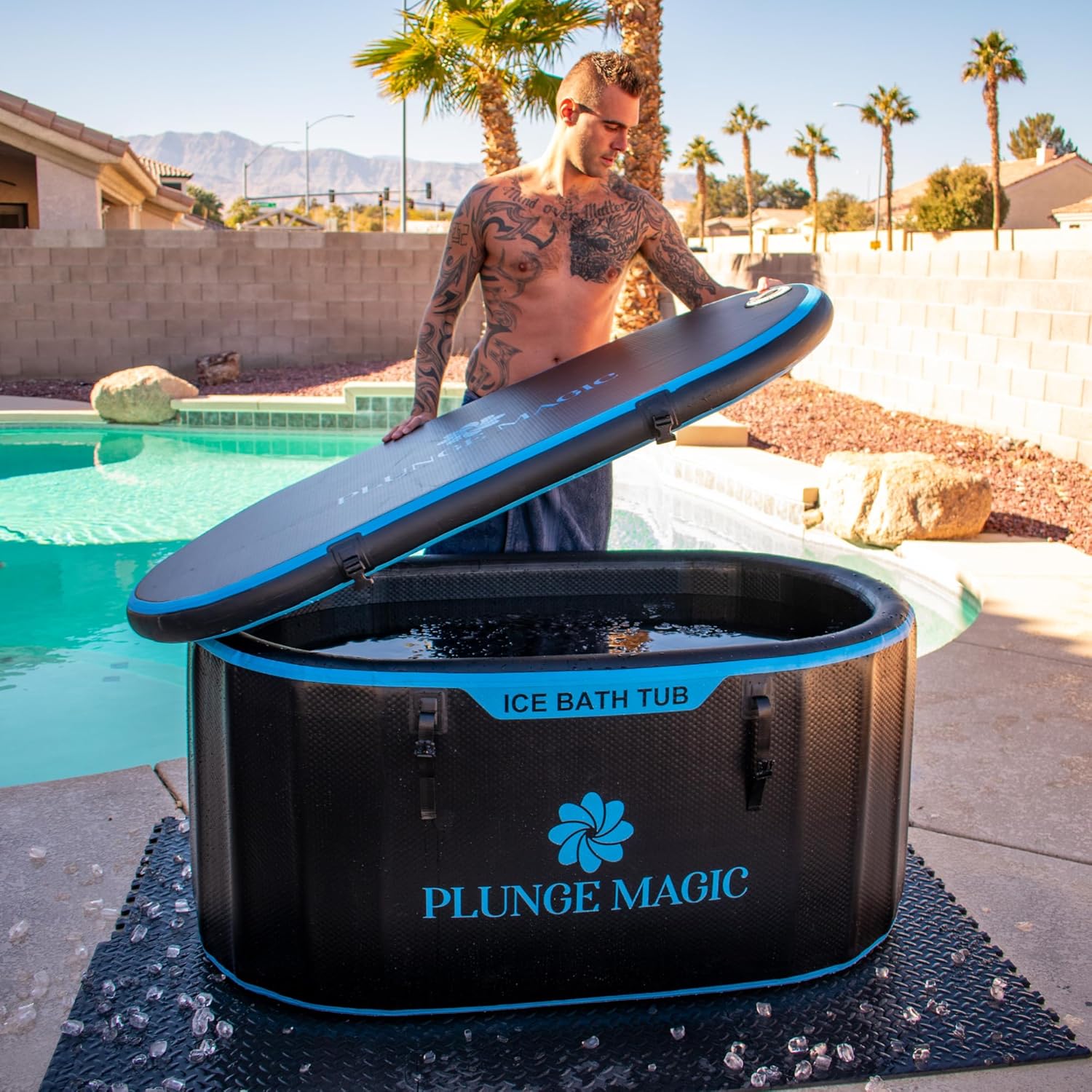 Ultimate Inflatable Cold Plunge Tub with Cover, XXL, Black