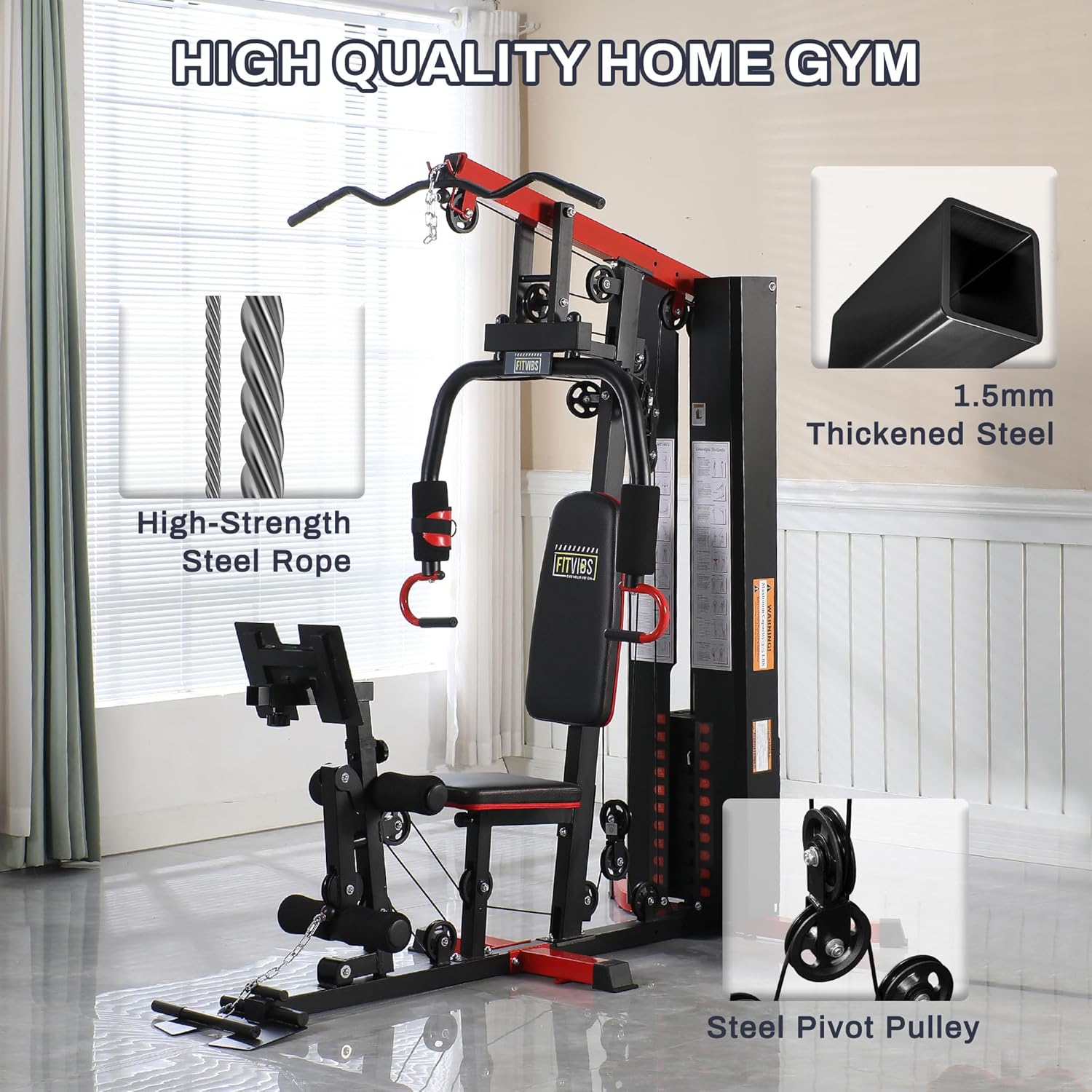 Multifunctional Home Gym with Leg Press & Pulley System