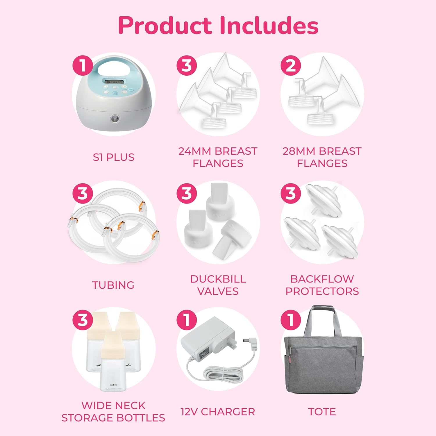 Spectra S1 Plus Rechargeable Breast Pump with Tote, 24mm