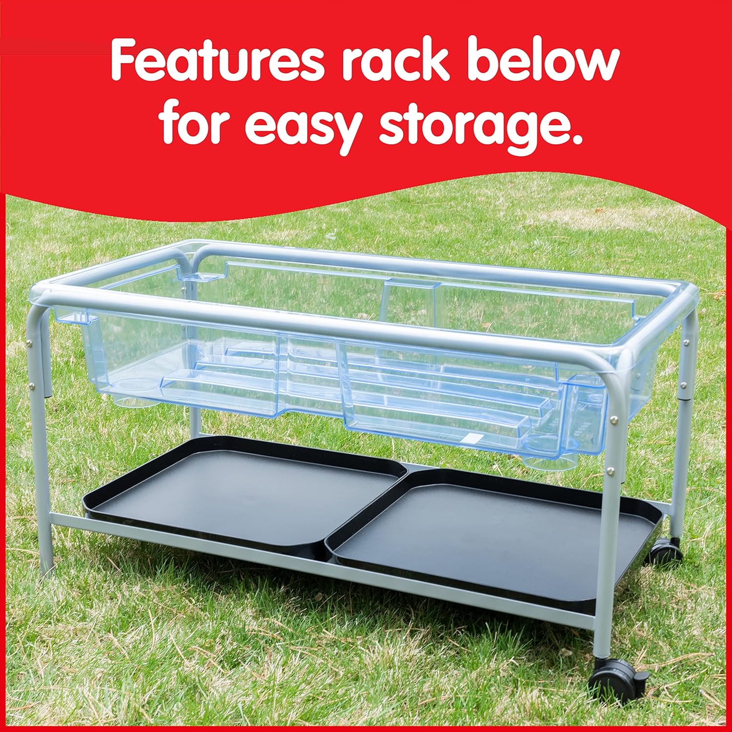 edxeducation Sand & Water Sensory Table with Steel Frame & Trays