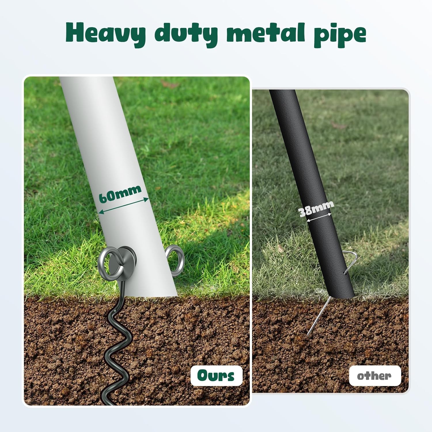 Hapfan 7.3ft Heavy Duty Swing Set with 3 Swings, Metal Frame