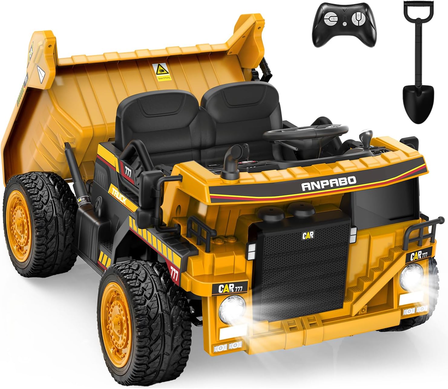ANPABO 24V Ride-On Dump Truck, 2x75W Motors, Remote, Yellow