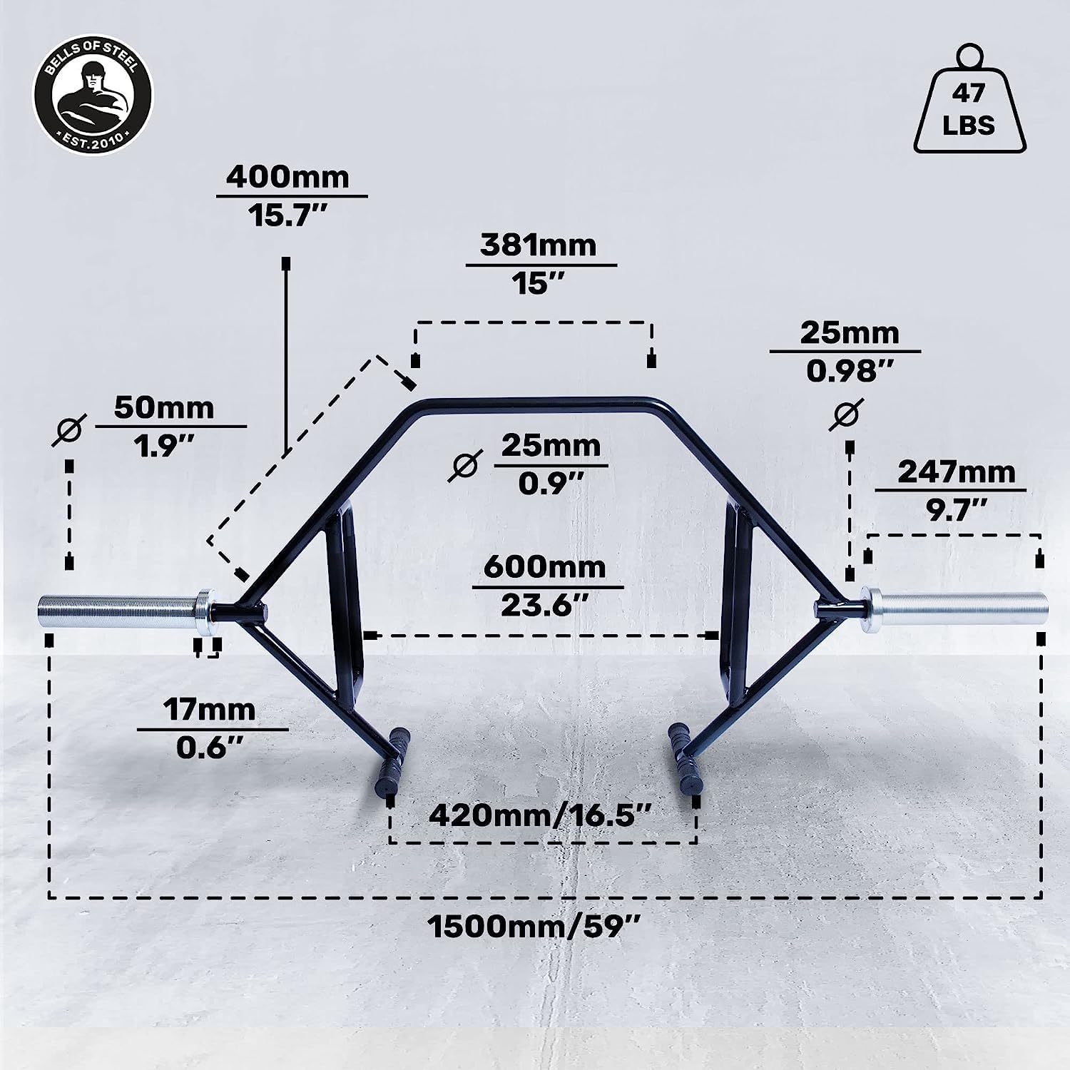 Bells of Steel Trap Bar, Hex Deadlift Bar, 700lb Capacity
