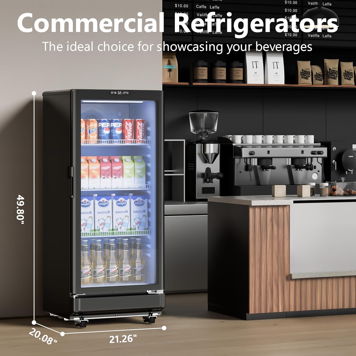 6 Cu.Ft Commercial Display Refrigerator with Glass Door & Lock