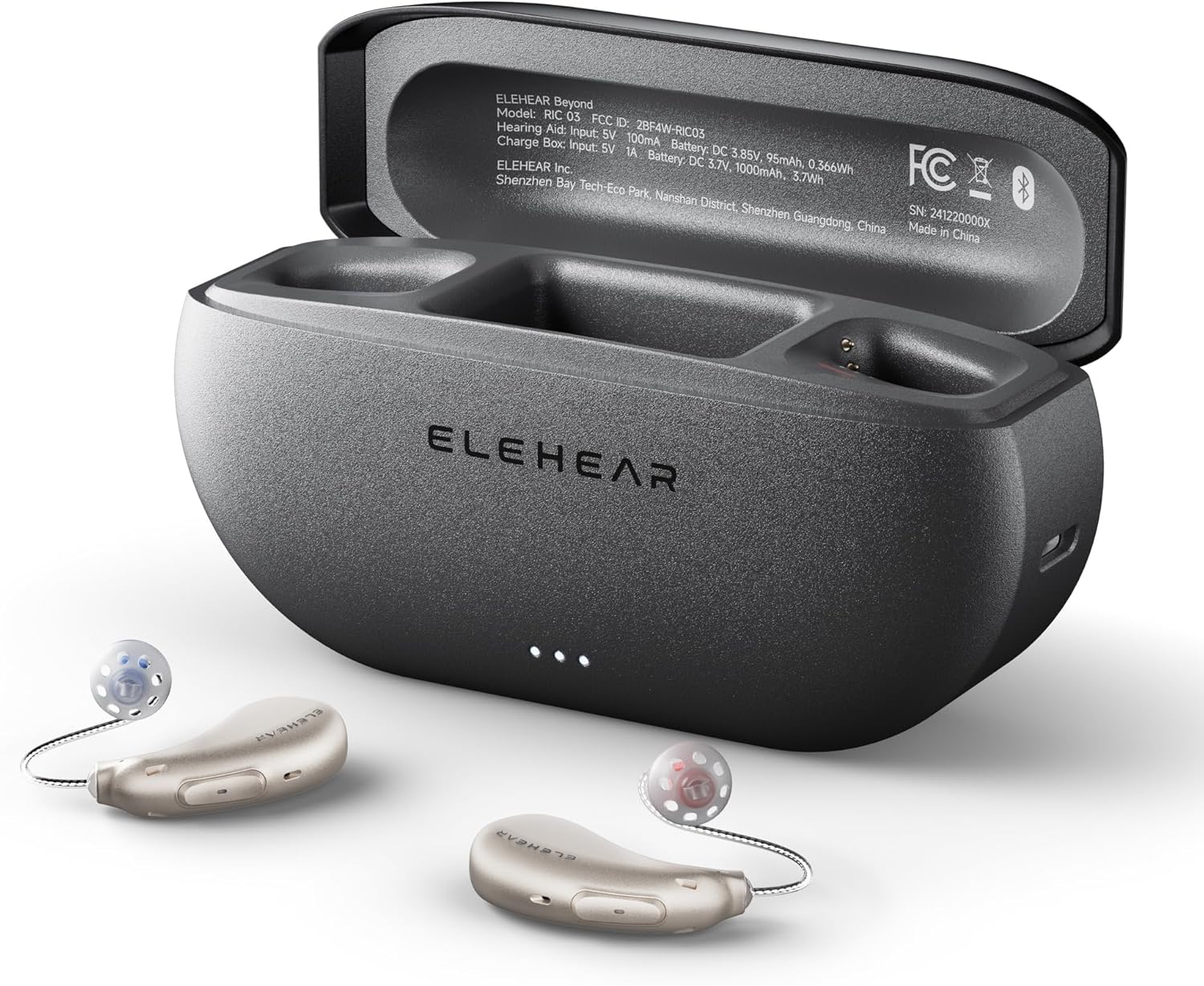 ELEHEAR Rechargeable Bluetooth Hearing Aids for Seniors, Champagne Gold