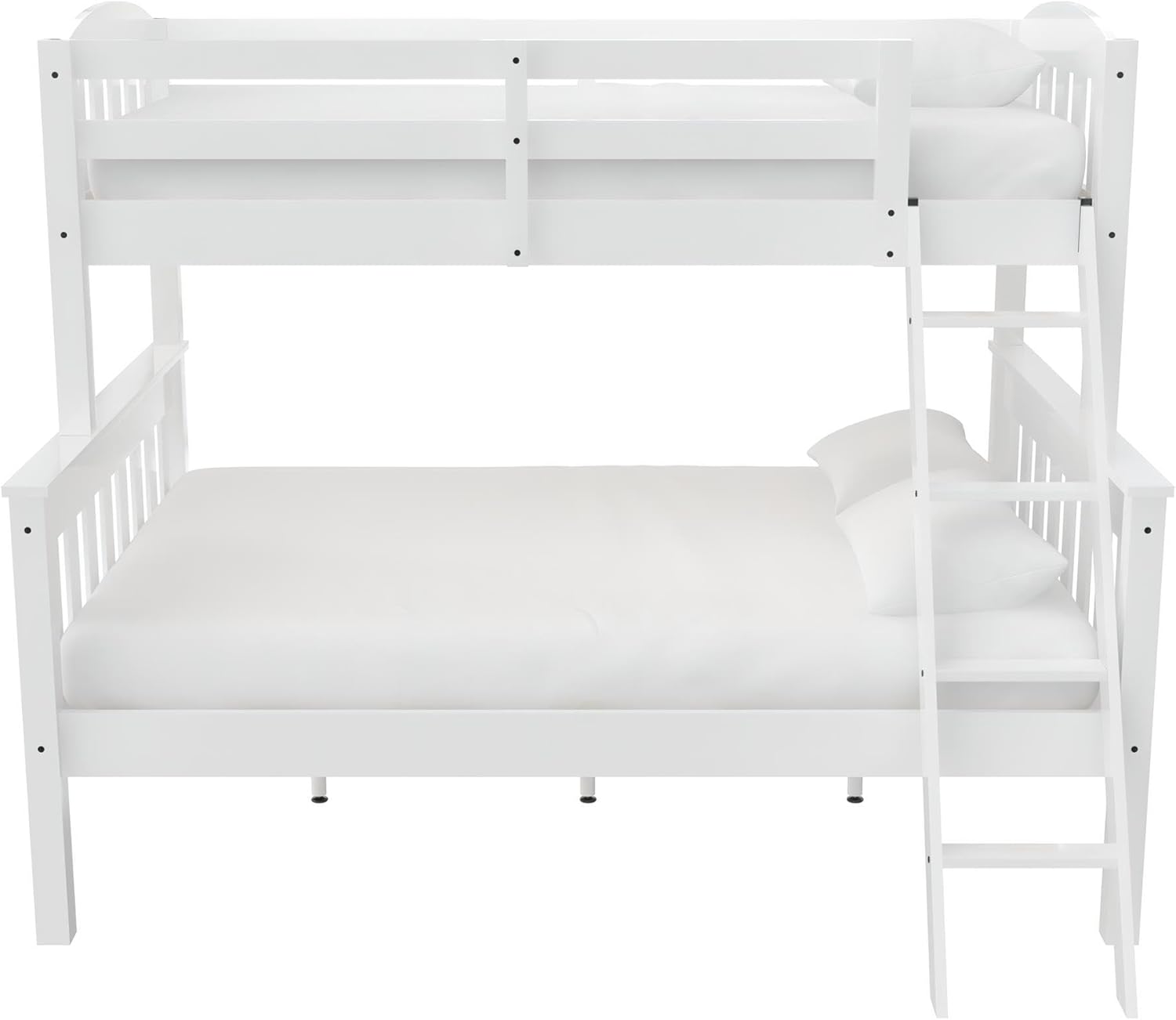 DHP Airlie Twin Over Full Bunk Bed, White, Wood, Ladder & Rails