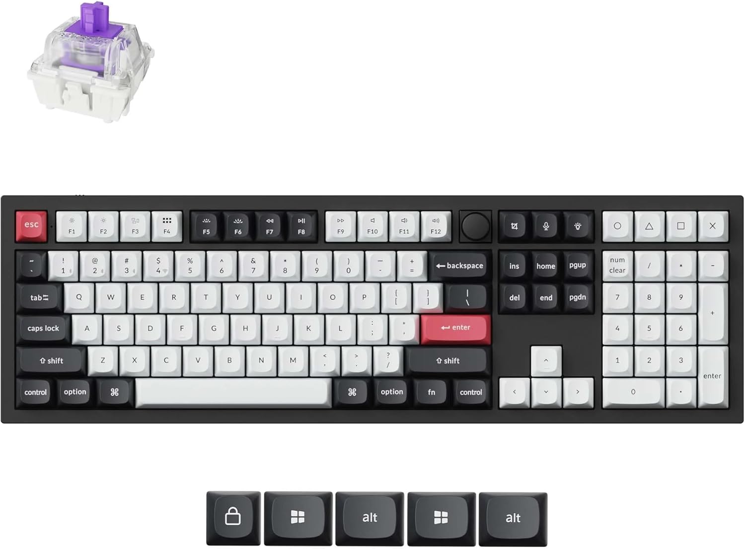 Keychron Q6 HE Wireless Mechanical Keyboard, Hot-Swappable, Black