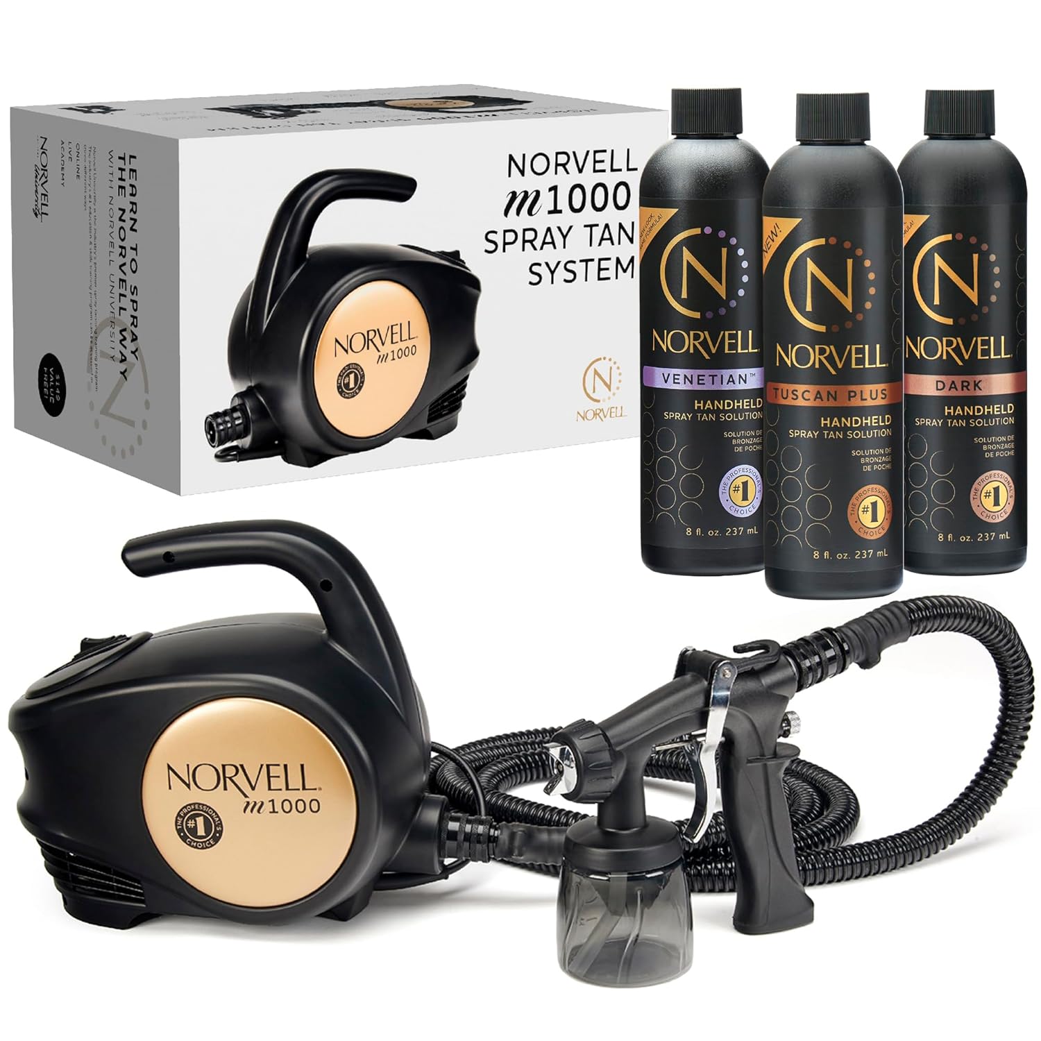 Norvell M1000 HVLP Spray Tan Kit with 3 Tanning Solutions