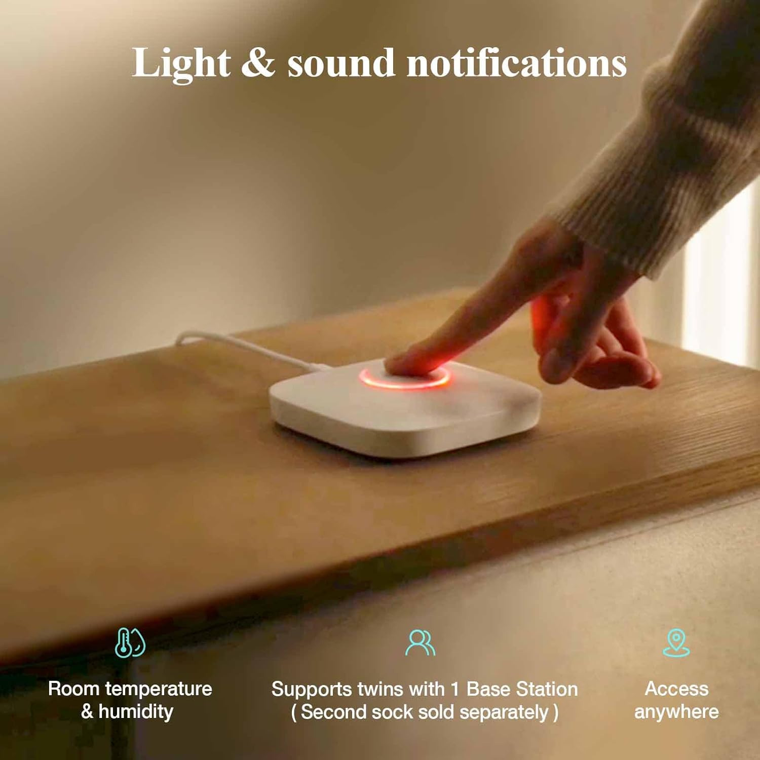 Sense-U Baby Sock Monitor Bundle with 2.5K PTZ Camera, AI Cry Detection