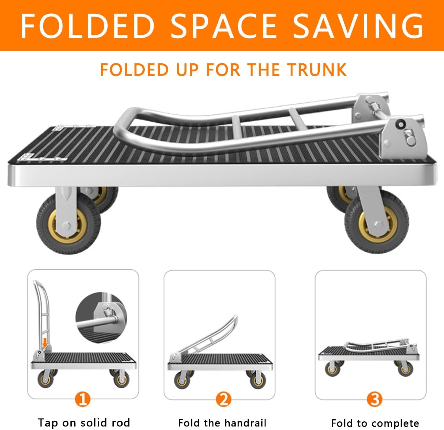 Foldable Platform Truck Cart, 2200lb Capacity, 41.3