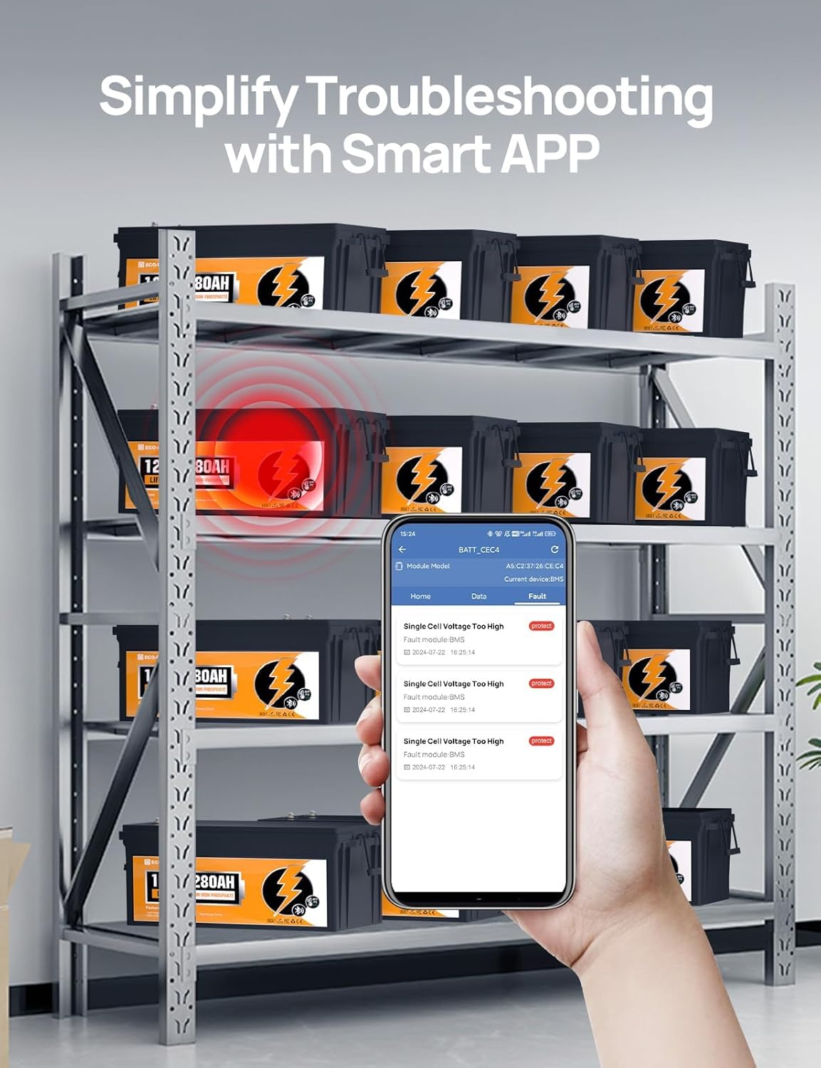 ECO-WORTHY 12V 280Ah LiFePO4 RV Battery, 3584Wh, Bluetooth, 200A BMS