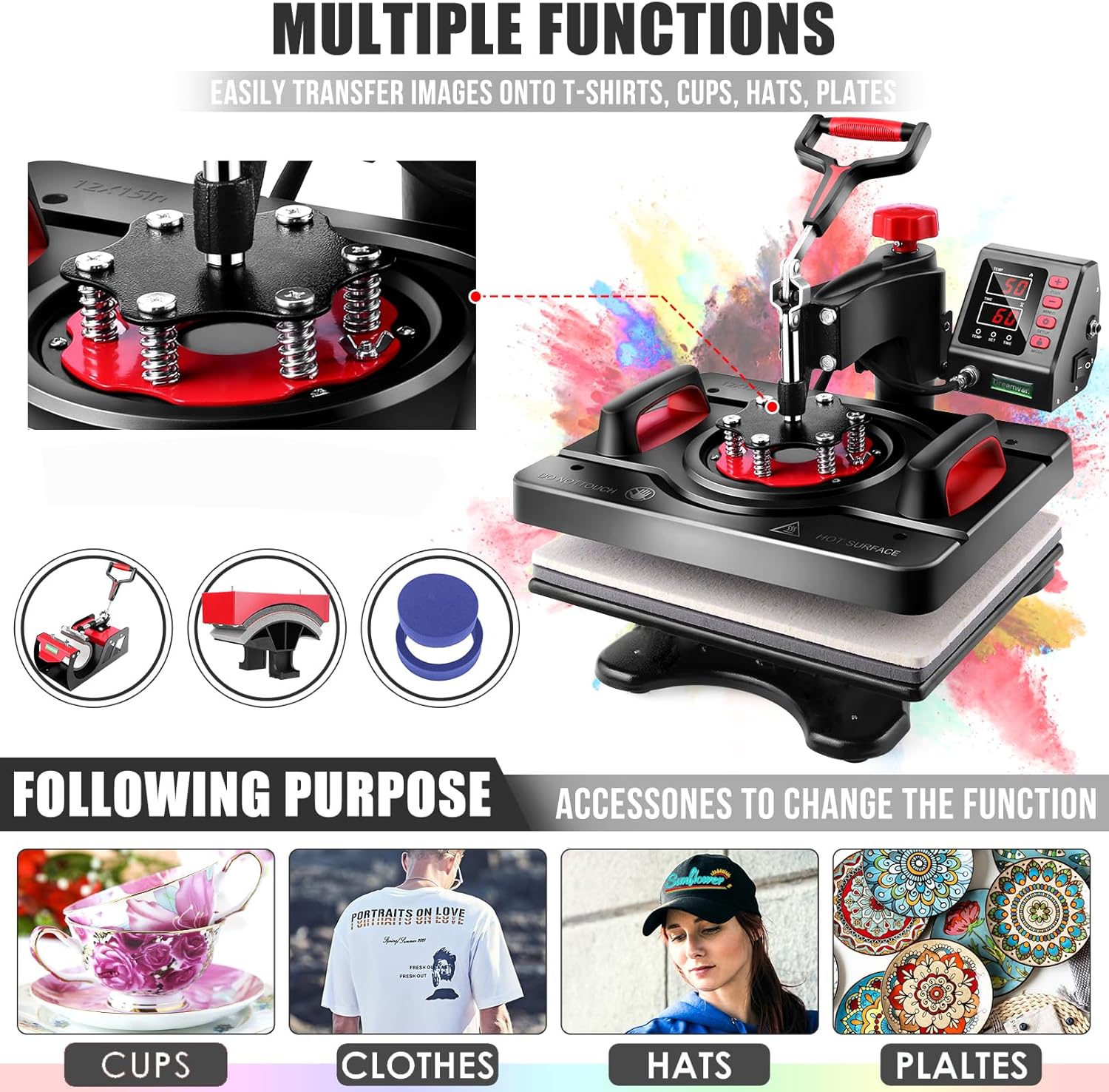AKEYDIY 8-in-1 Heat Press Machine, 12