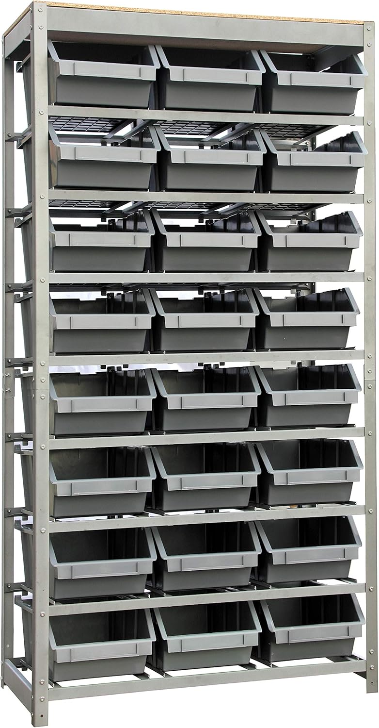 King's Rack Bin Storage System with 24 Bins, 8-Tier Steel Organizer