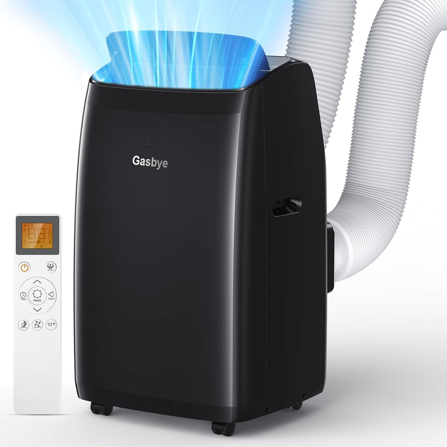 Dual Hose Portable Air Conditioner, 14,000BTU, 500 Sq.Ft, Black