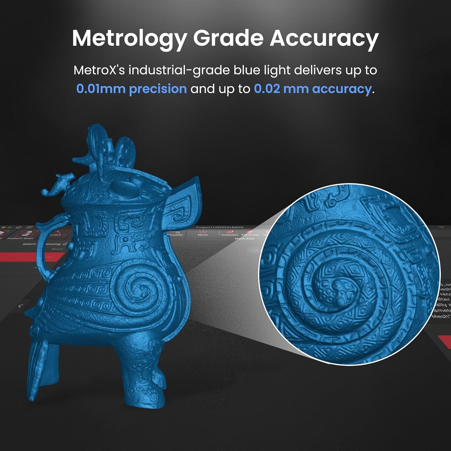 Revopoint MetroX 3D Scanner, Blue Light, 0.01mm Precision, 60fps