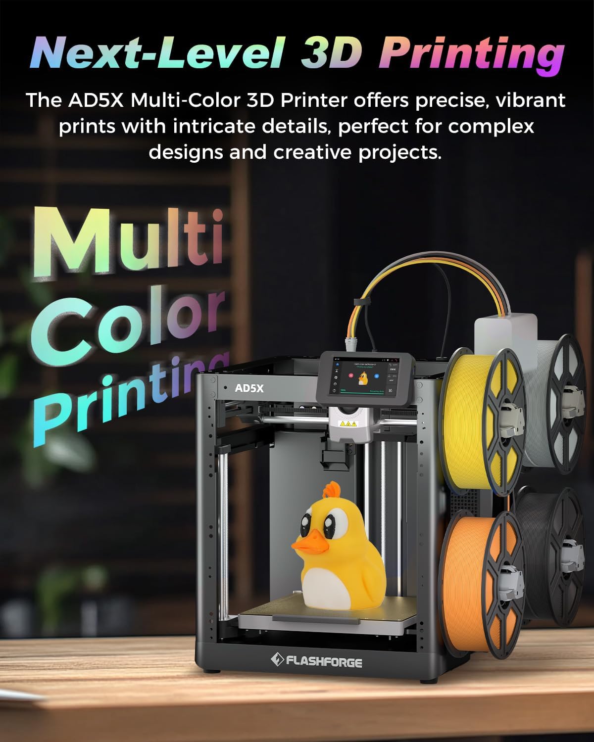 FLASHFORGE AD5X Multi-Color 3D Printer, CoreXY, 600mm/s, Auto Level
