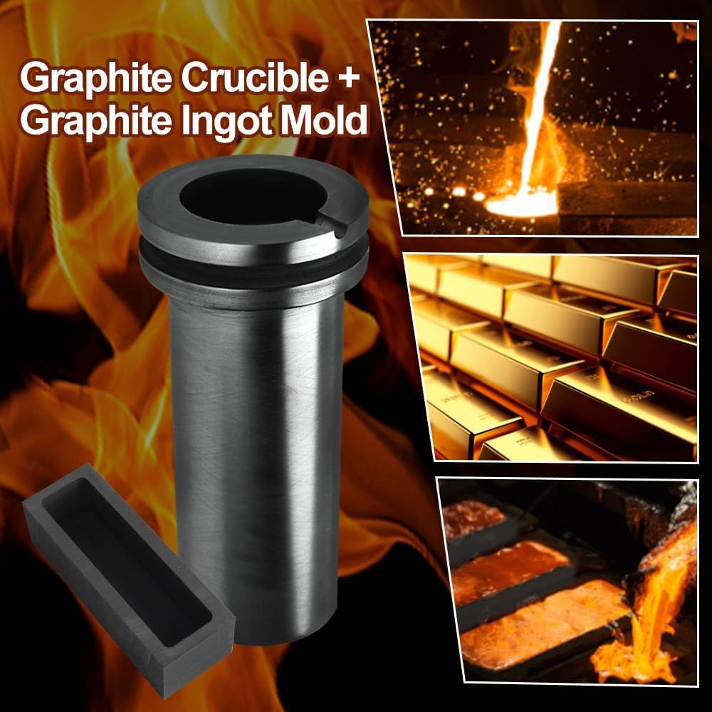 TOAUTO 3KG Gold Melting Furnace, 1400W, Graphite Crucible