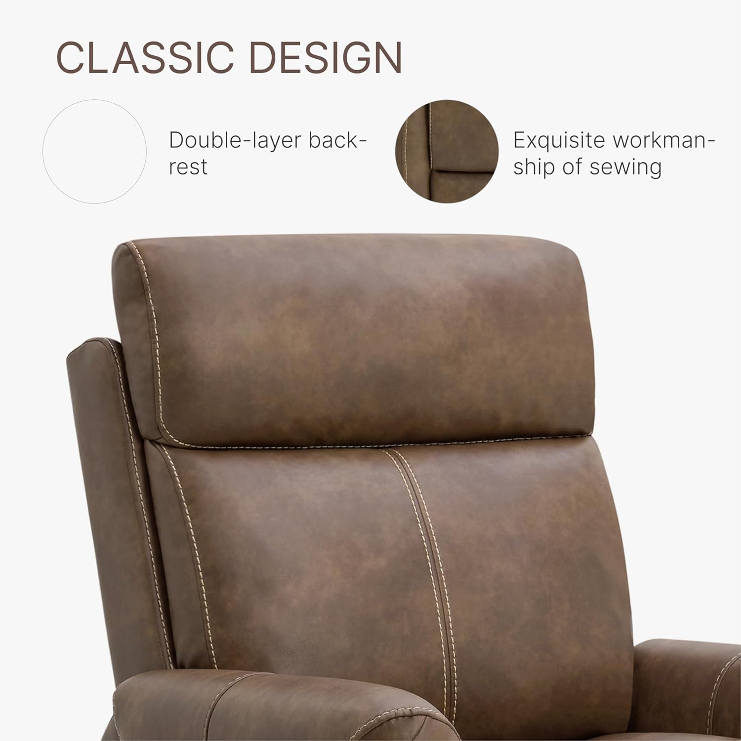 Leather Recliner Chair with USB, Wall Hugger, Electric Power