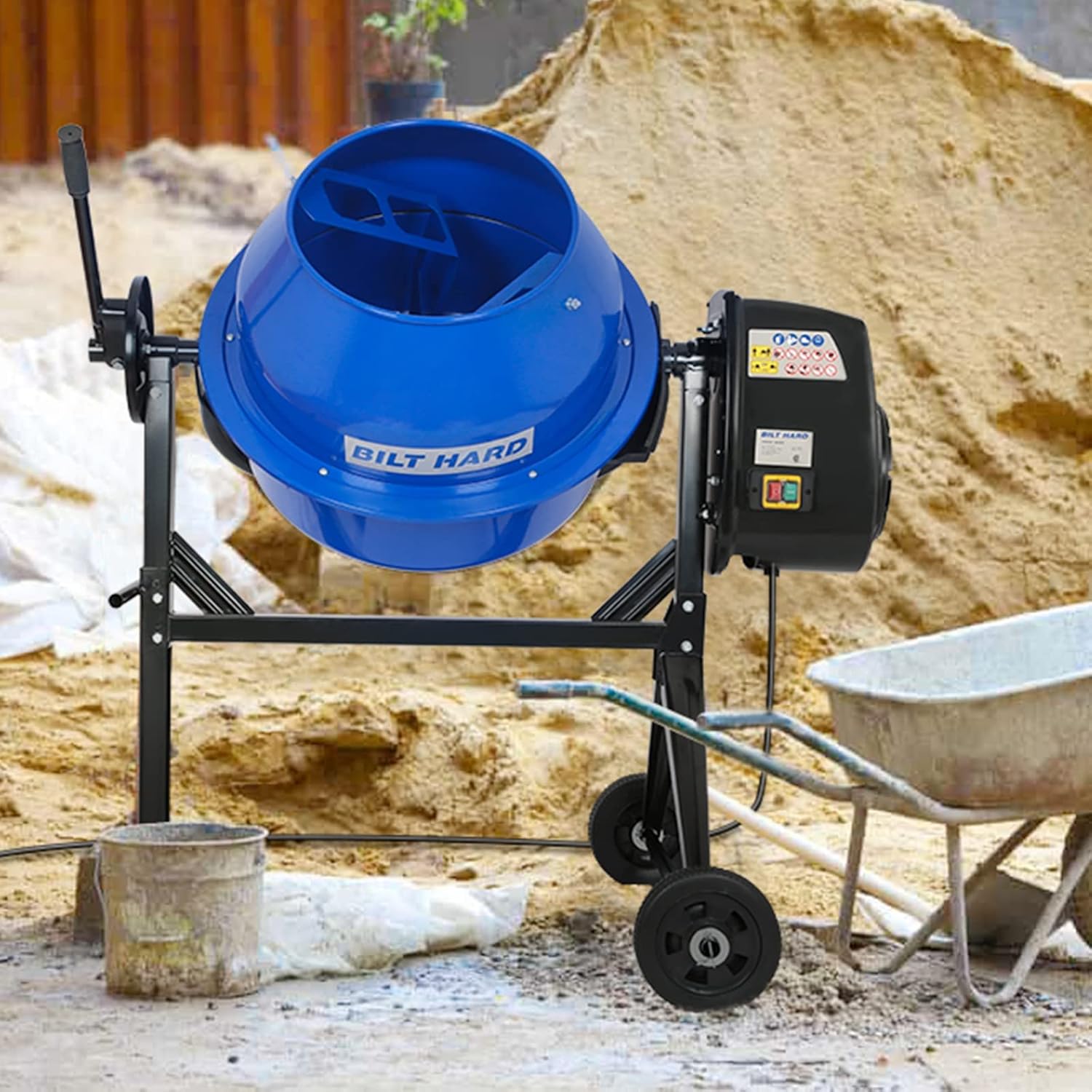 BILT HARD 4 Cu.Ft Electric Cement Mixer, 550W, Portable