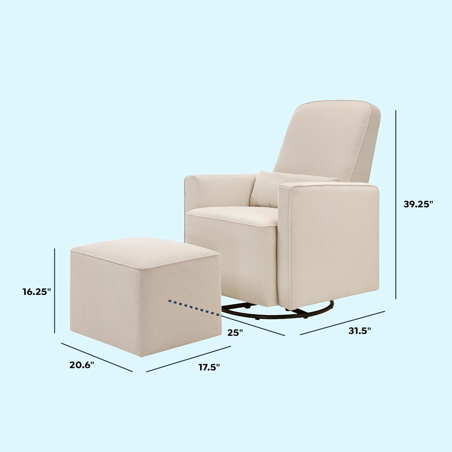 DaVinci Olive Swivel Glider with Ottoman, Cream, Greenguard Certified
