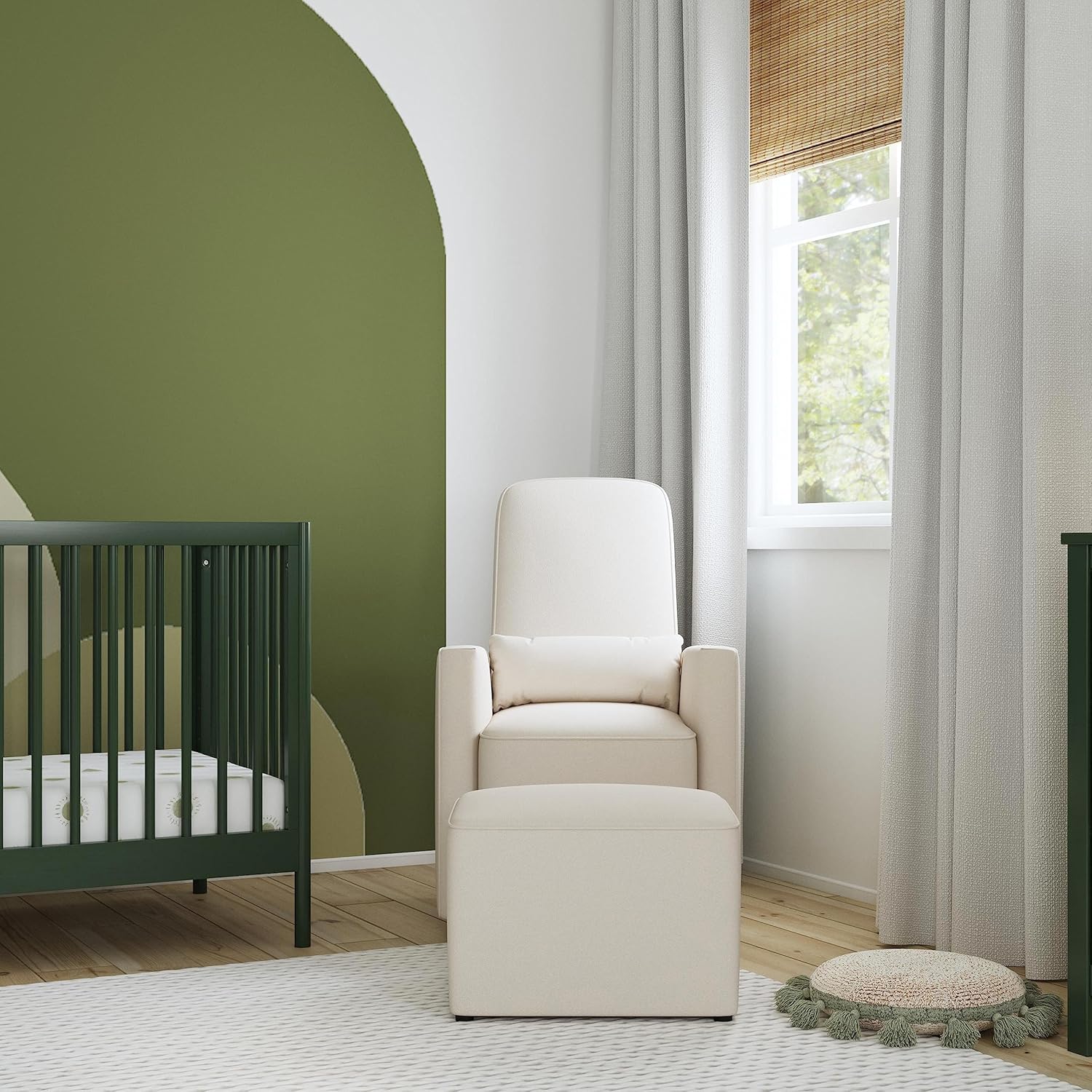 DaVinci Olive Swivel Glider with Ottoman, Cream, Greenguard Certified