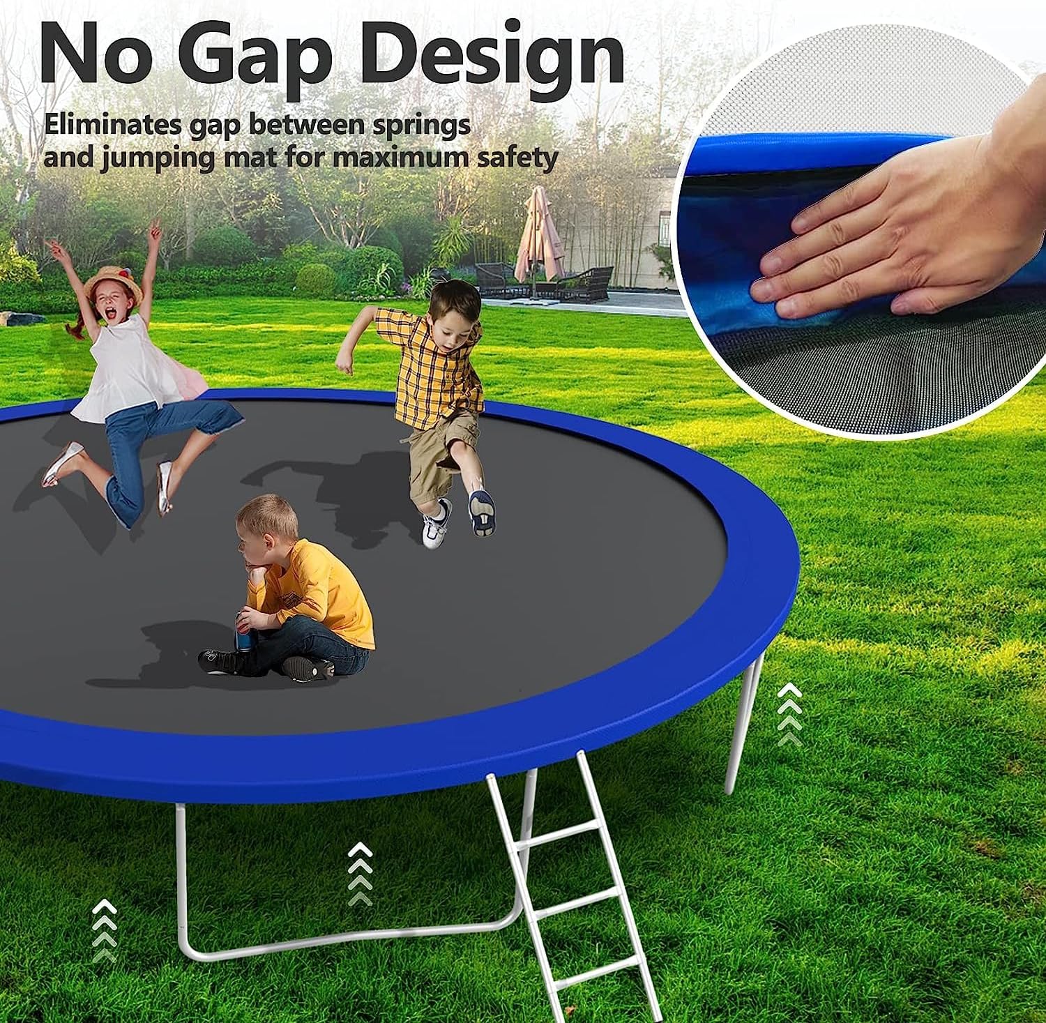 Upgraded Backyard Trampoline with Hoop, Light, Sprinkler, 8–14FT