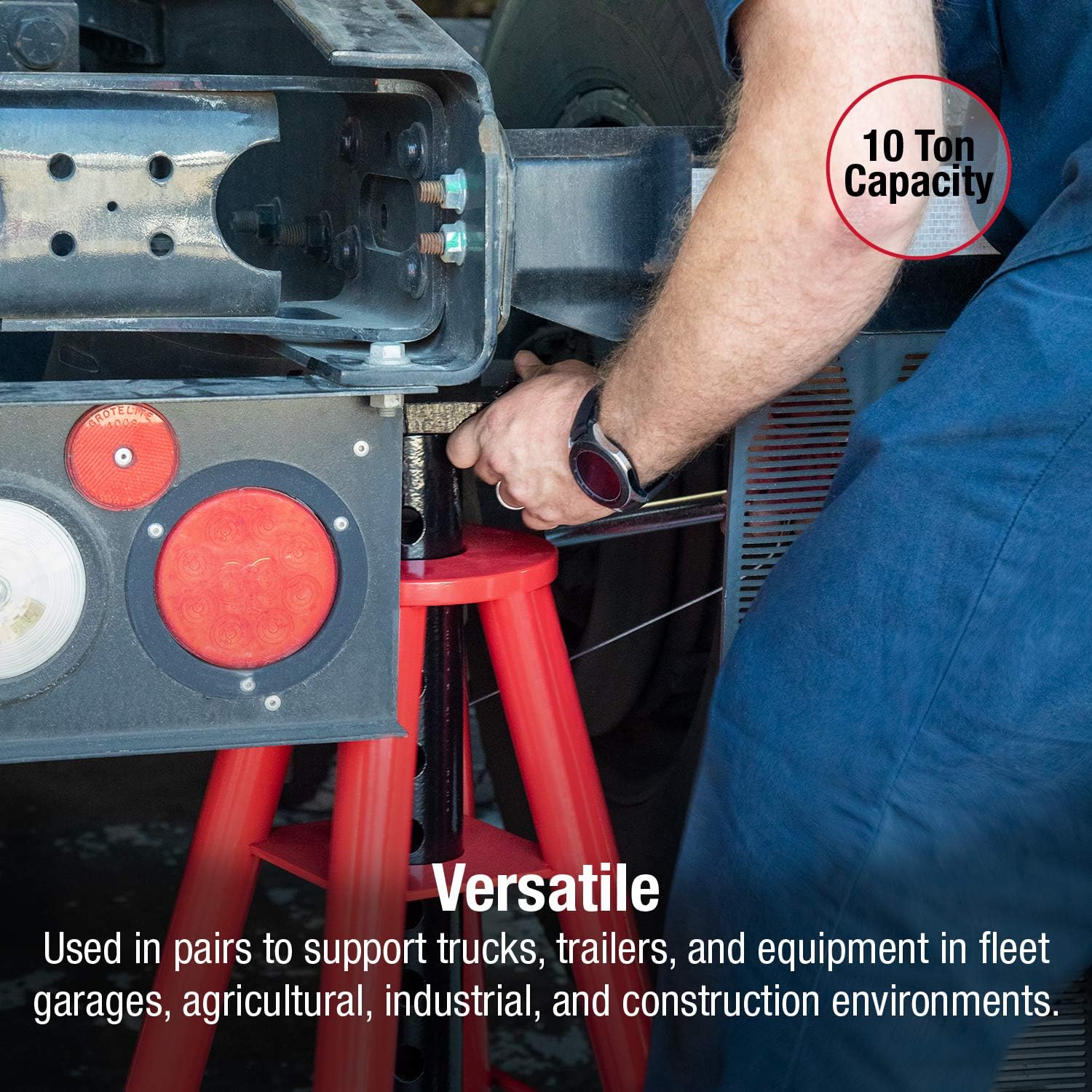 Sunex 1410 10-Ton Jack Stands, High Height, Pin Type, Pair