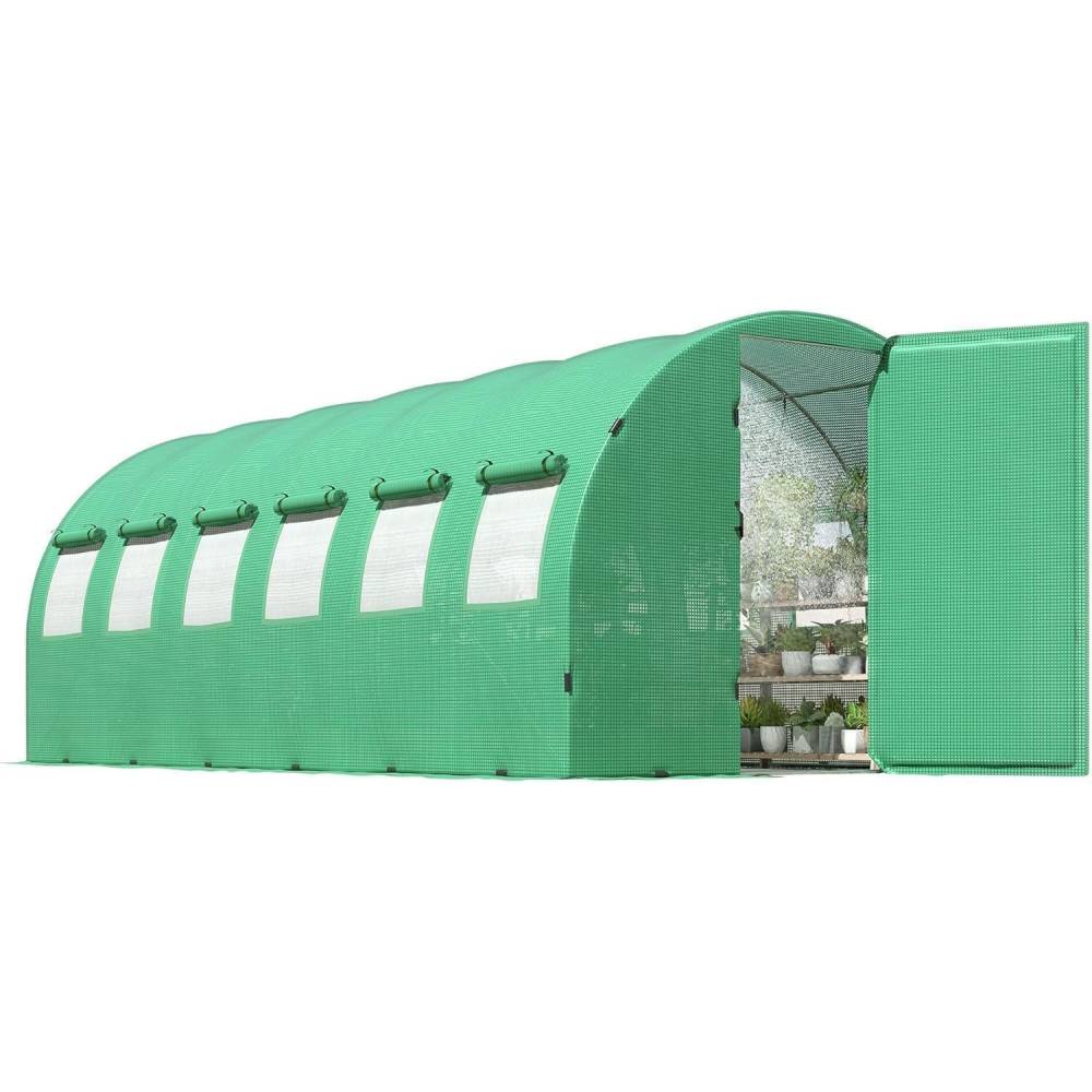 HOWE Heavy Duty Tunnel Greenhouse Kit, 26x10x7FT, Watering System