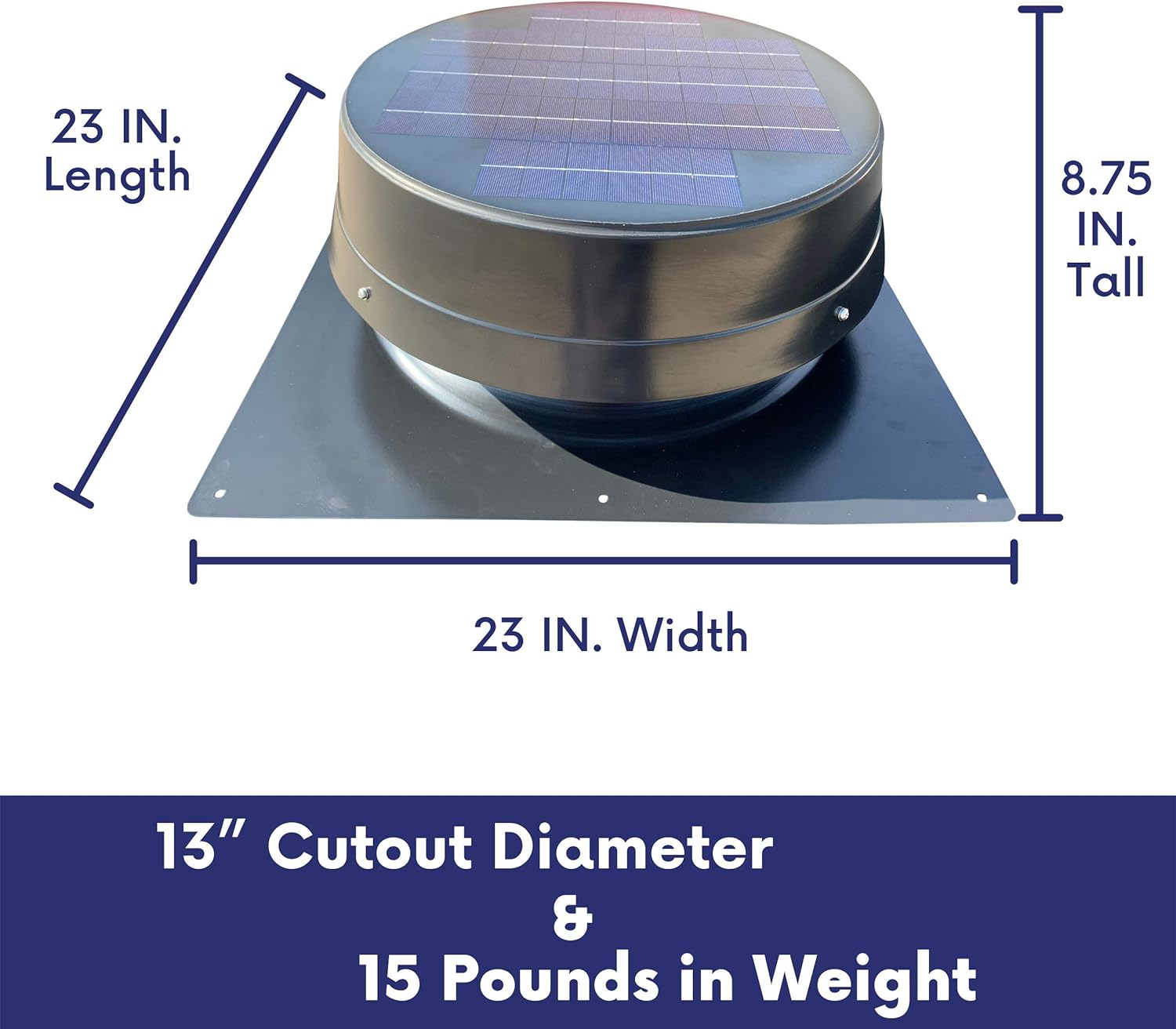 Remington Solar 20W Roof Mount Attic Fan, Round Series