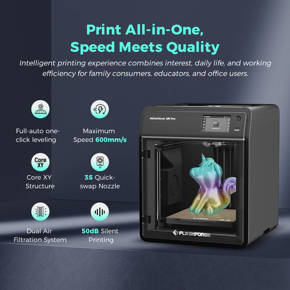 FLASHFORGE AD5M Pro 3D Printer, 600mm/s, Auto Calibration