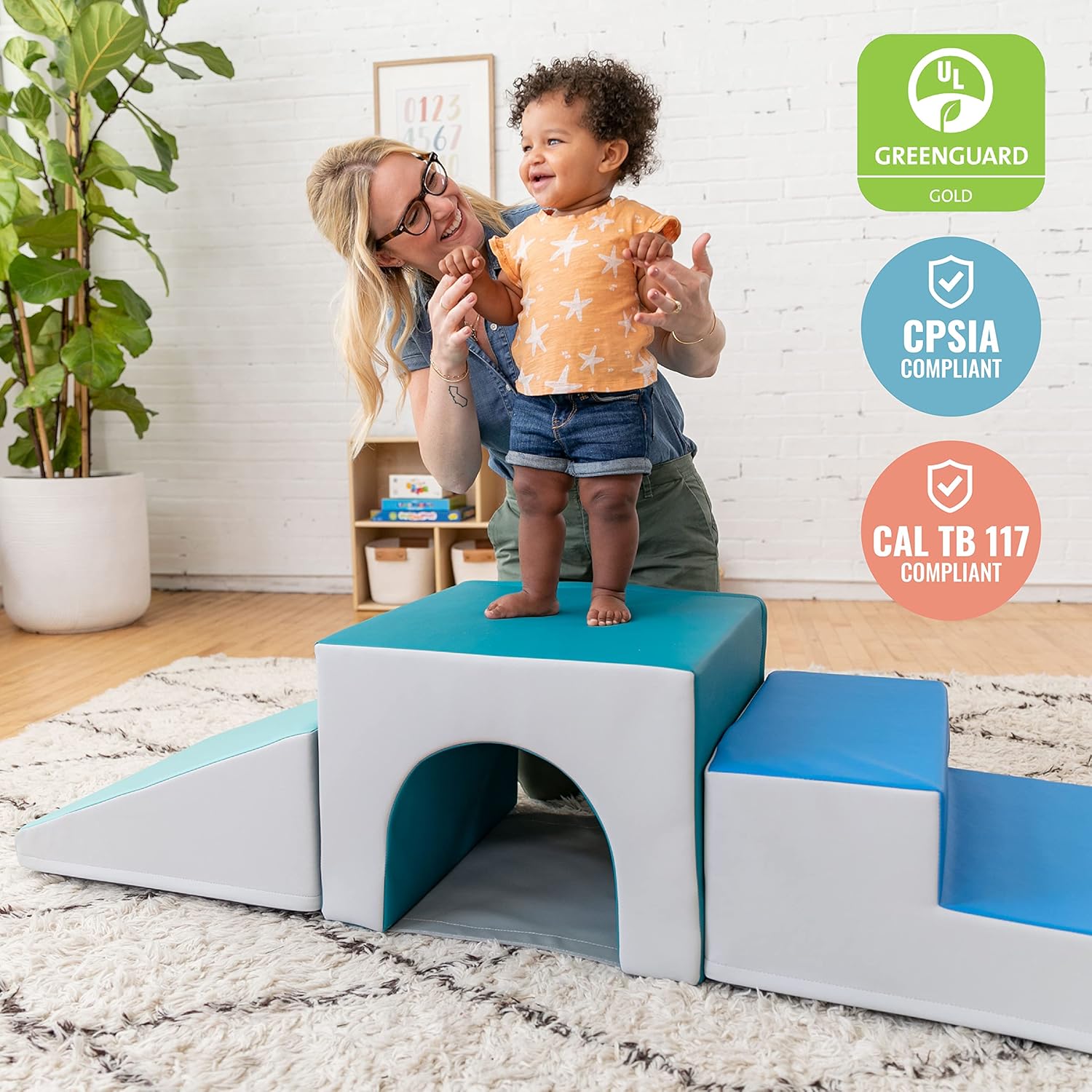 ECR4Kids SoftZone Tunnel Climber, 3-Piece Toddler Playset