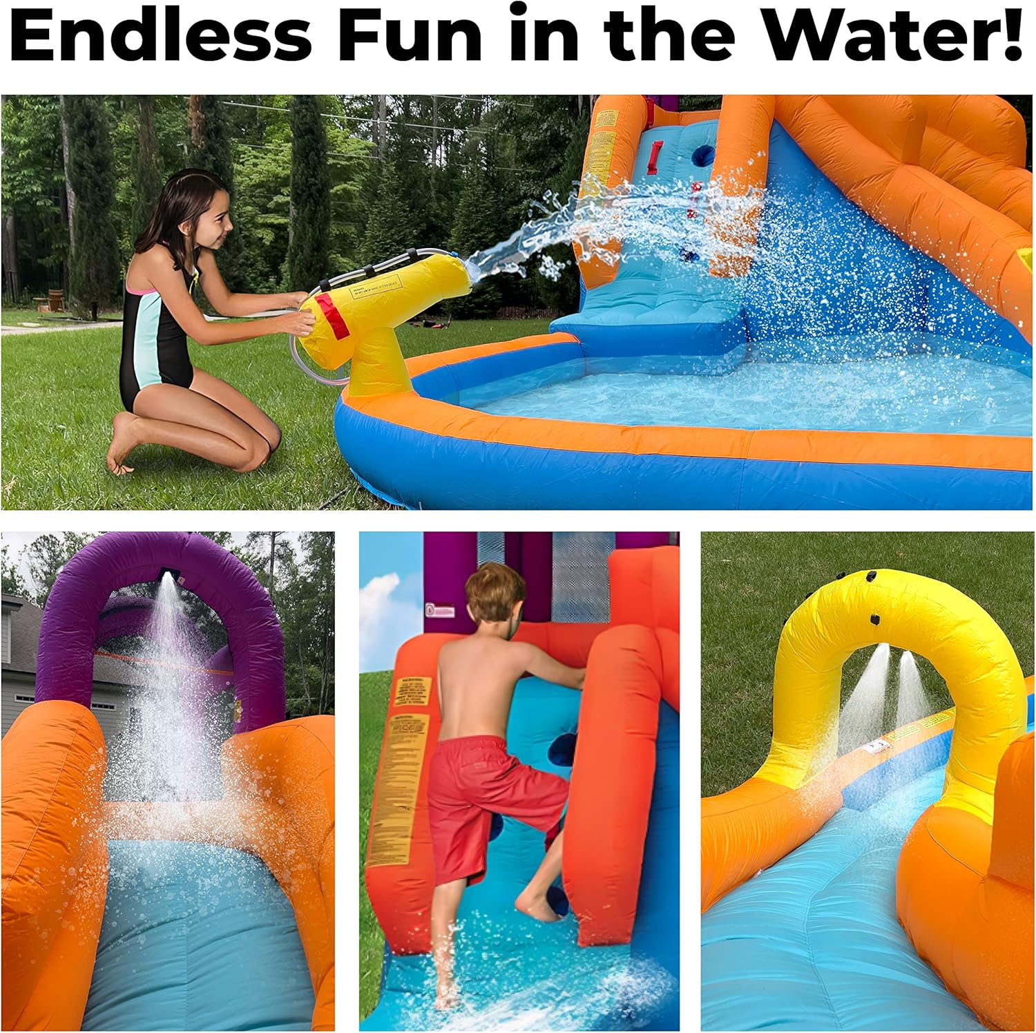 Mega Tornado Twist Inflatable Water Slide with Pool & Blower