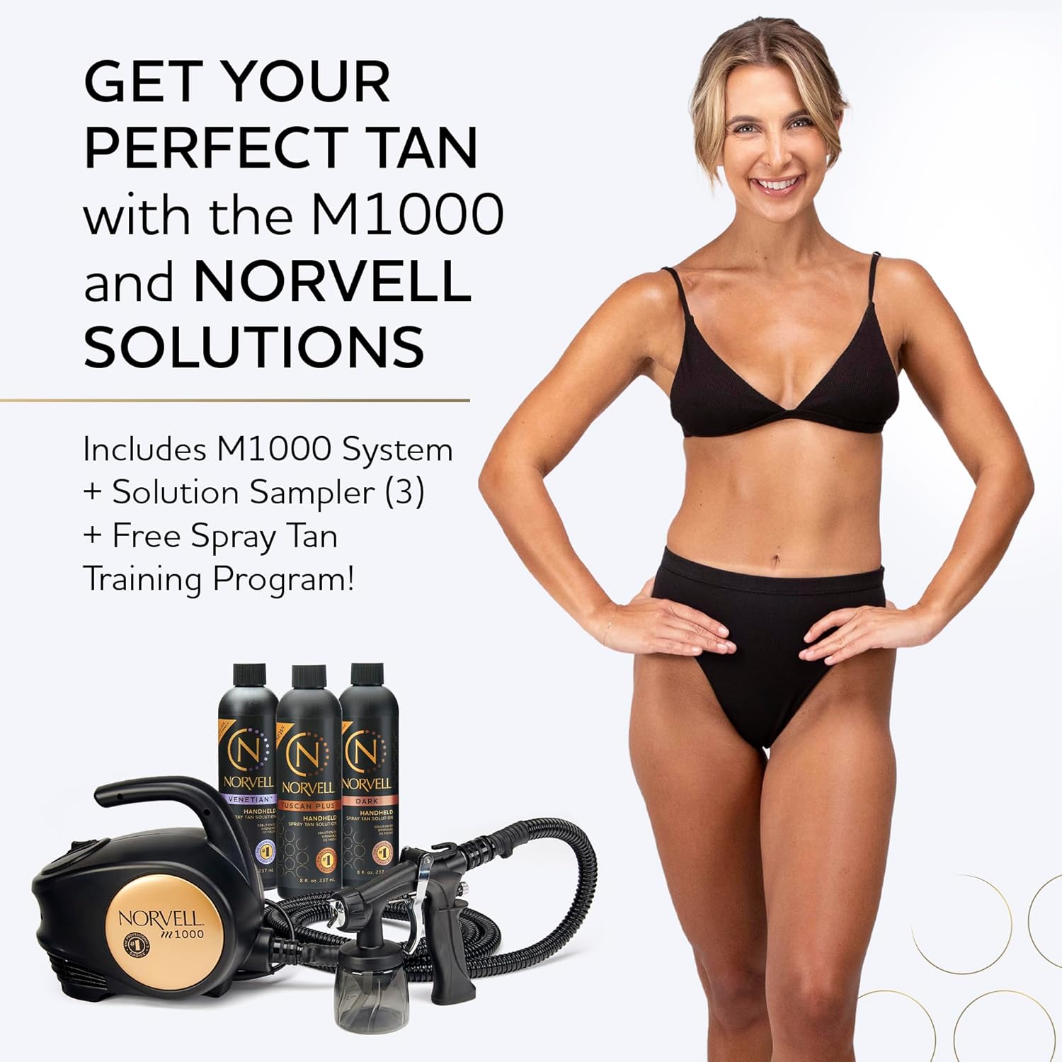 Norvell M1000 HVLP Spray Tan Kit with 3 Tanning Solutions
