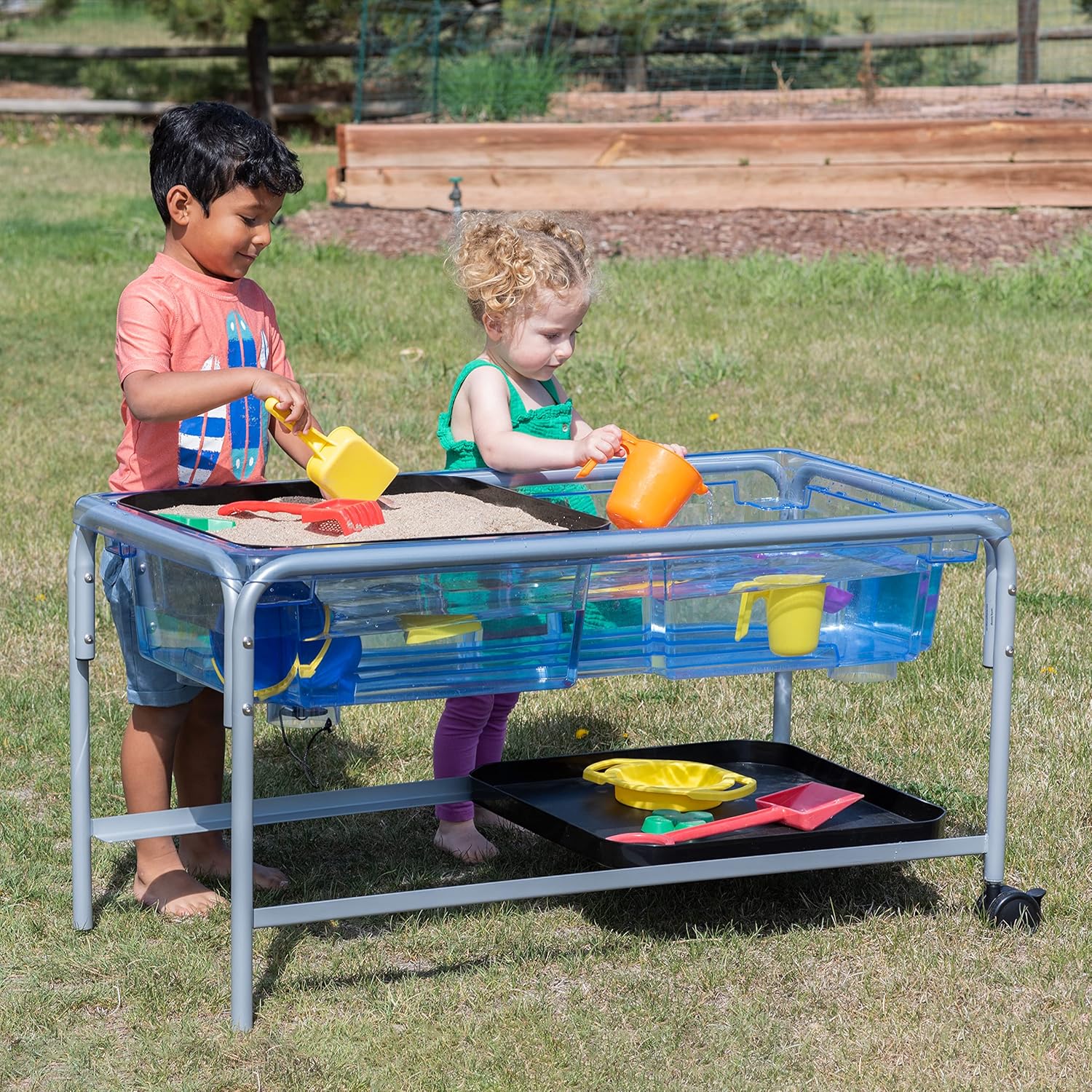 edxeducation Sand & Water Sensory Table with Steel Frame & Trays