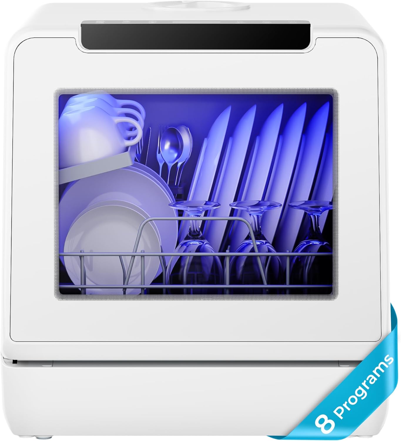 EUHOMY Portable Countertop Dishwasher, 8 Programs, 5L Tank