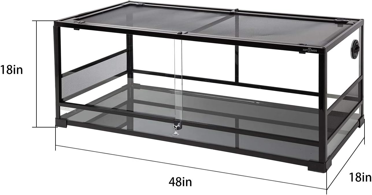 REPTI ZOO 67 Gallon Reptile Terrarium, Sliding Glass Doors, 48