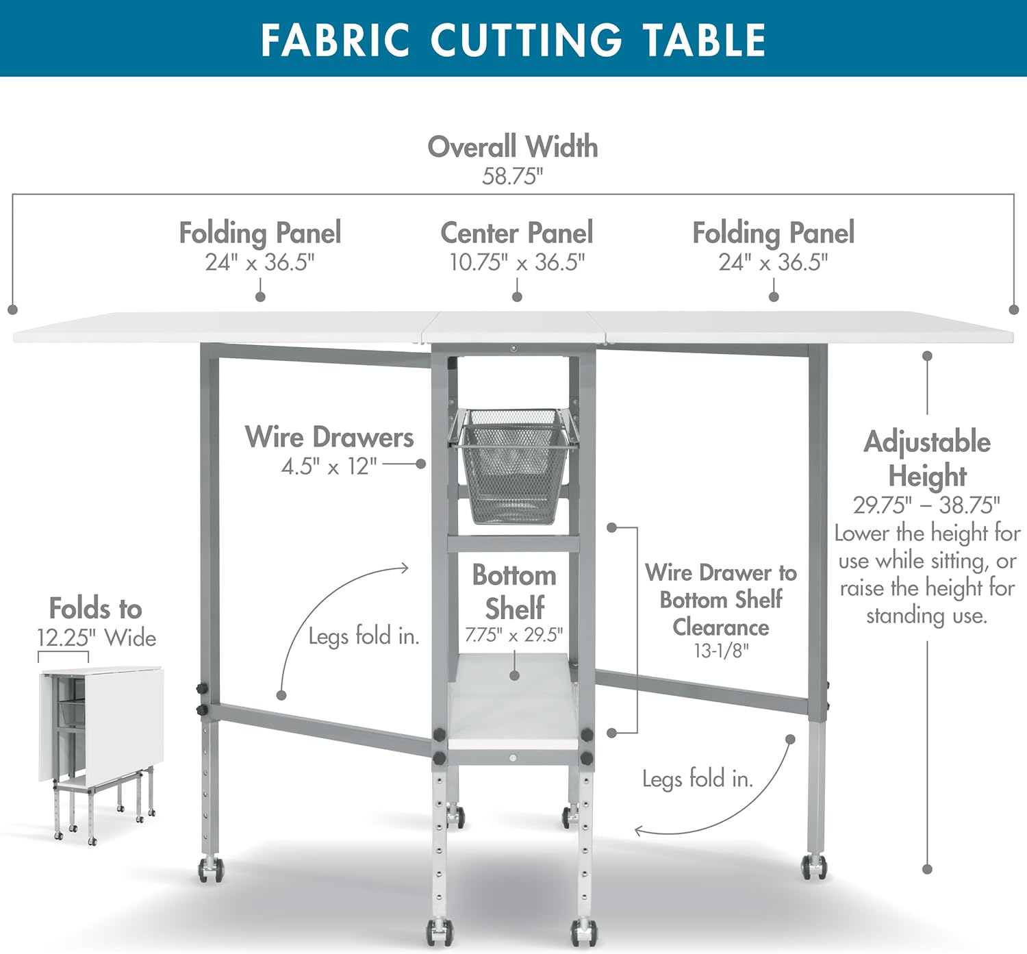 Sew Ready Hobby Cutting Table, 58.75