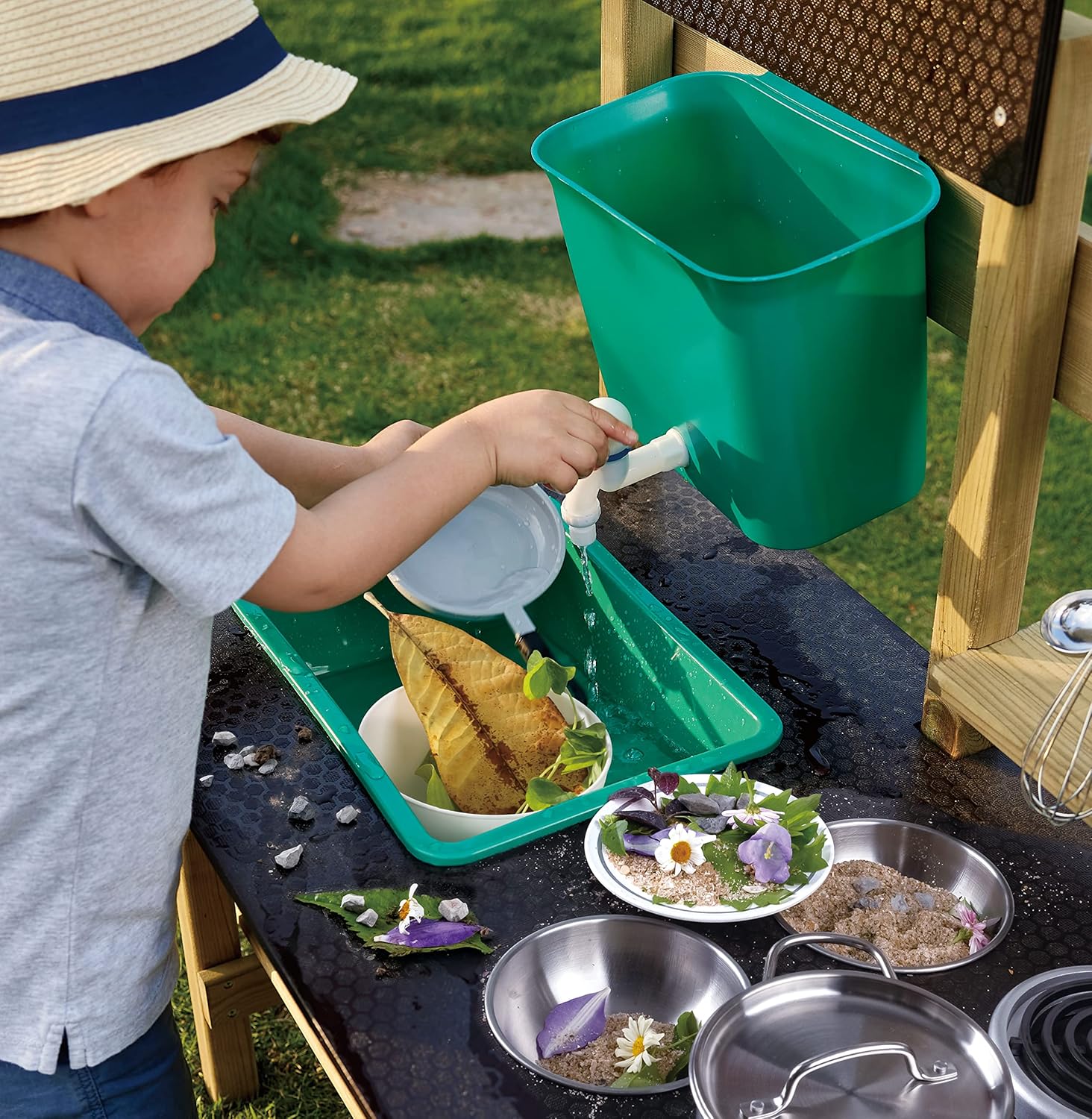 Hape Outdoor Mud Kitchen Wooden Toy Playset with Accessories