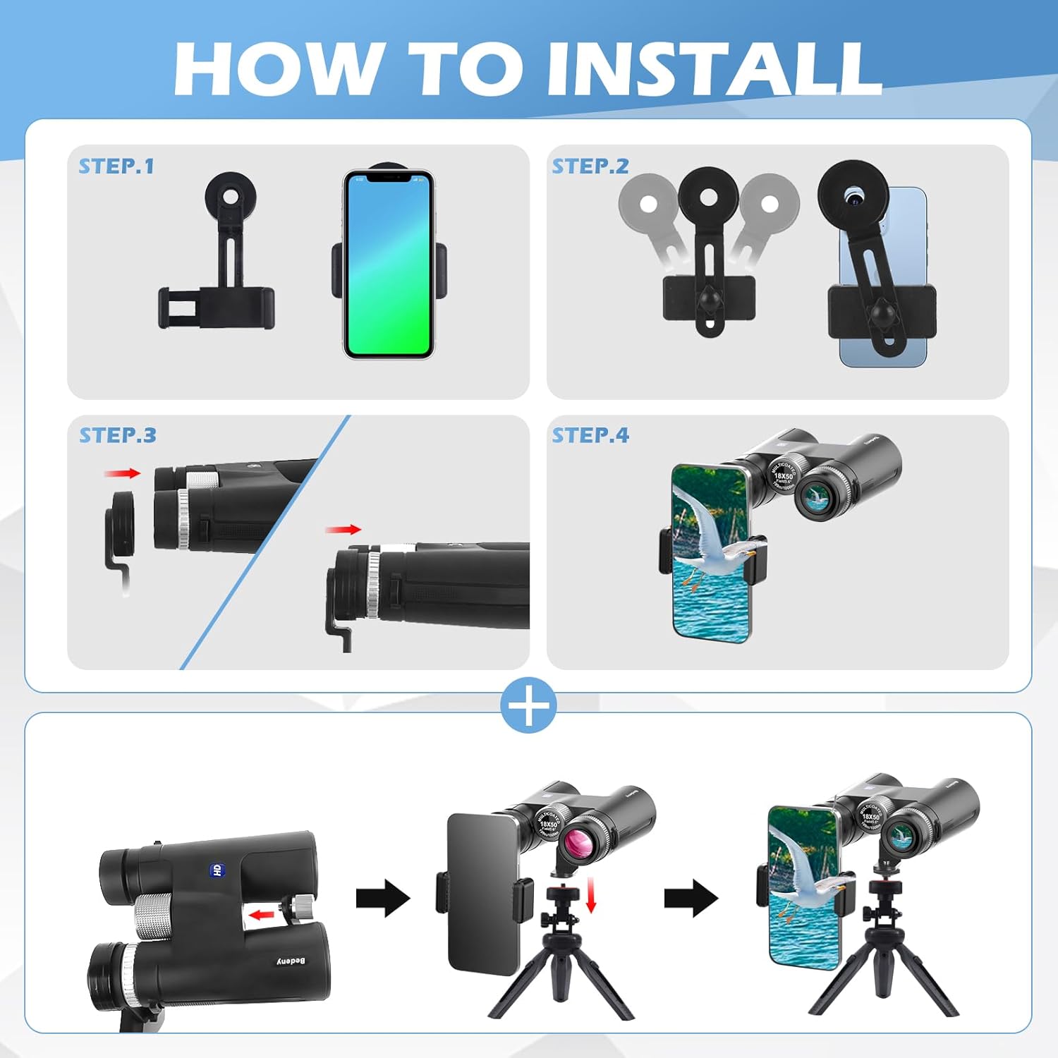 HD Binoculars for Adults with Phone Adapter