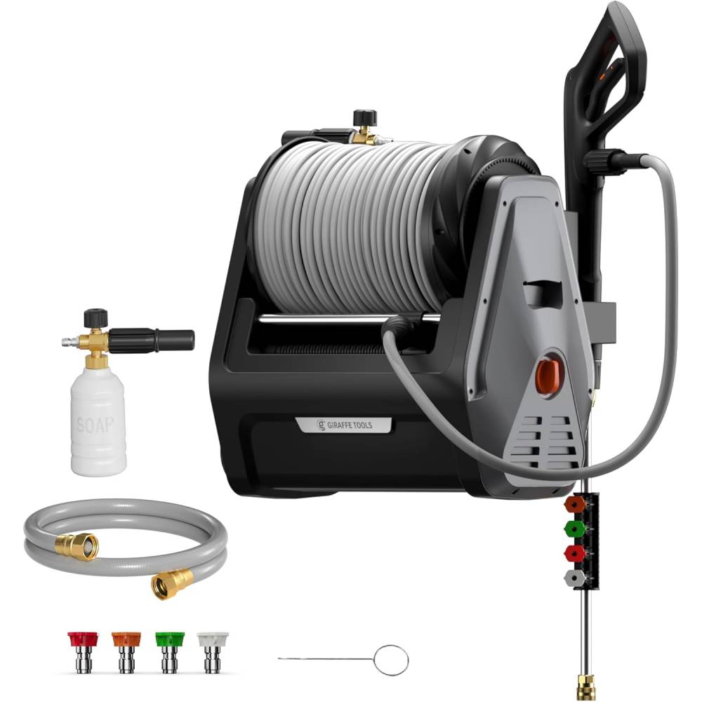 Giraffe Tools Grandfalls Wall Mount Pressure Washer, 2900PSI, 100FT Hose