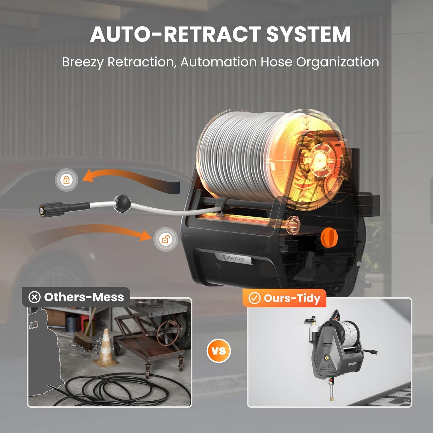 Giraffe Tools Grandfalls Wall Mount Pressure Washer, 2900PSI, 100FT Hose