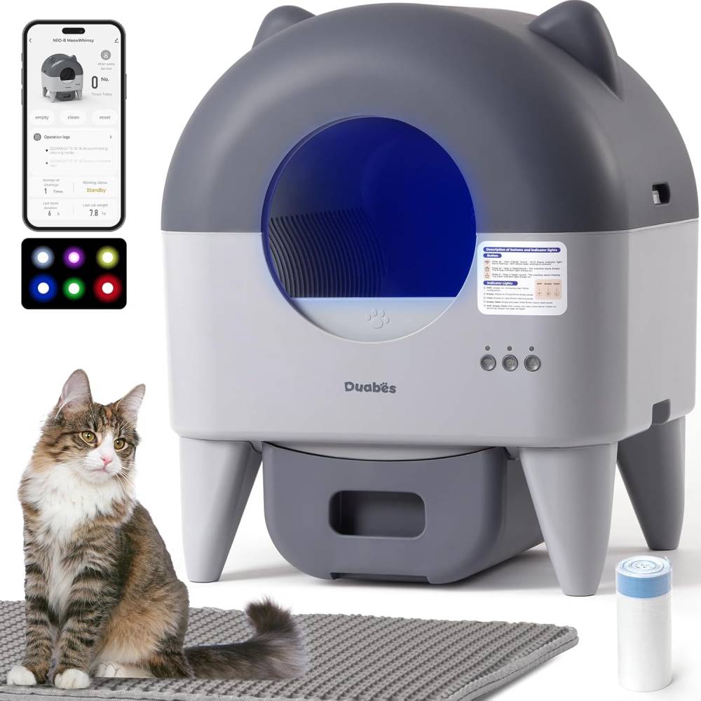 Extra Large Self-Cleaning Cat Litter Box, Smart Sensors, Odor-Free